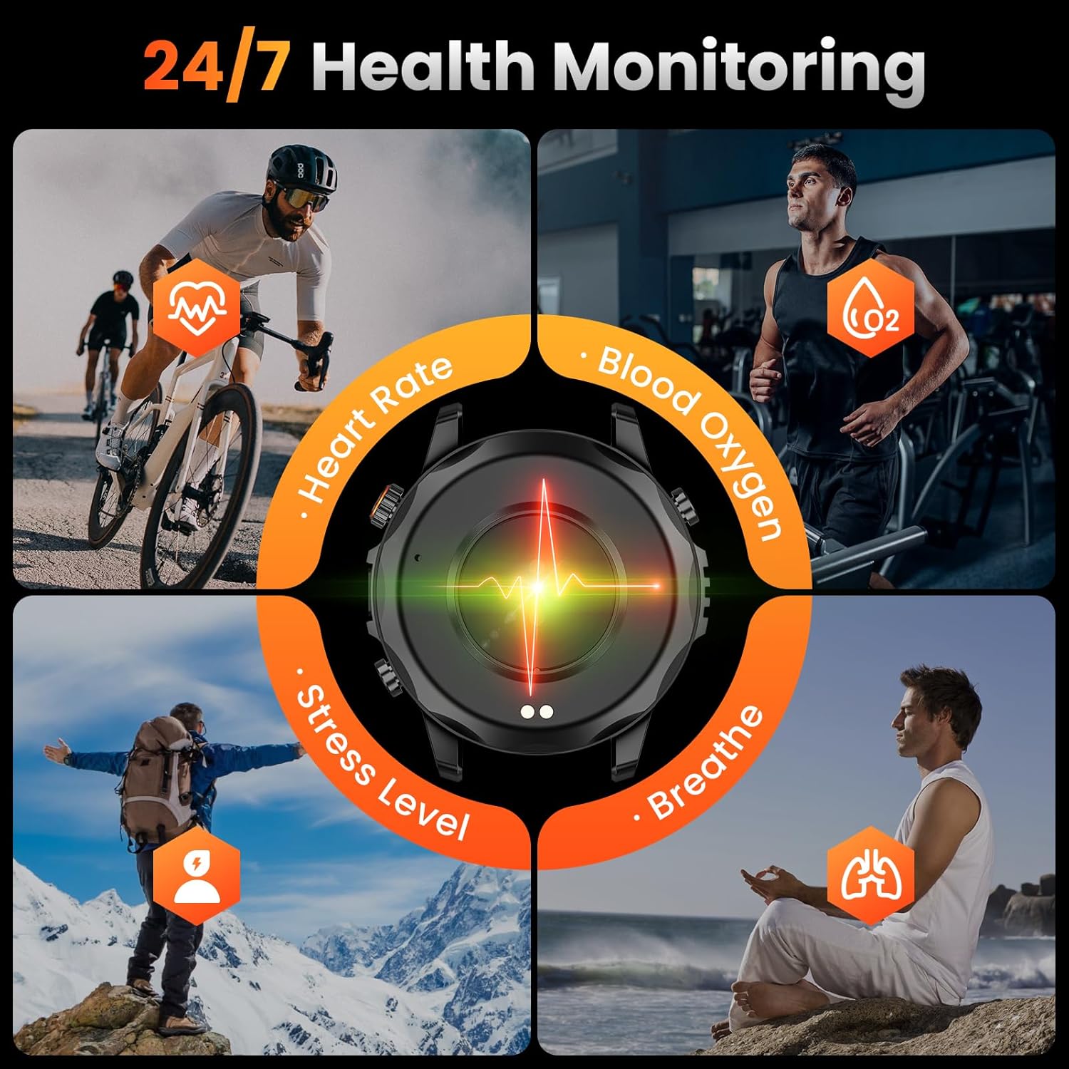 Thumbnail 3 de Joautrial Military Smartwatch for Men – GPS, Calls & 100+ Sports Modes