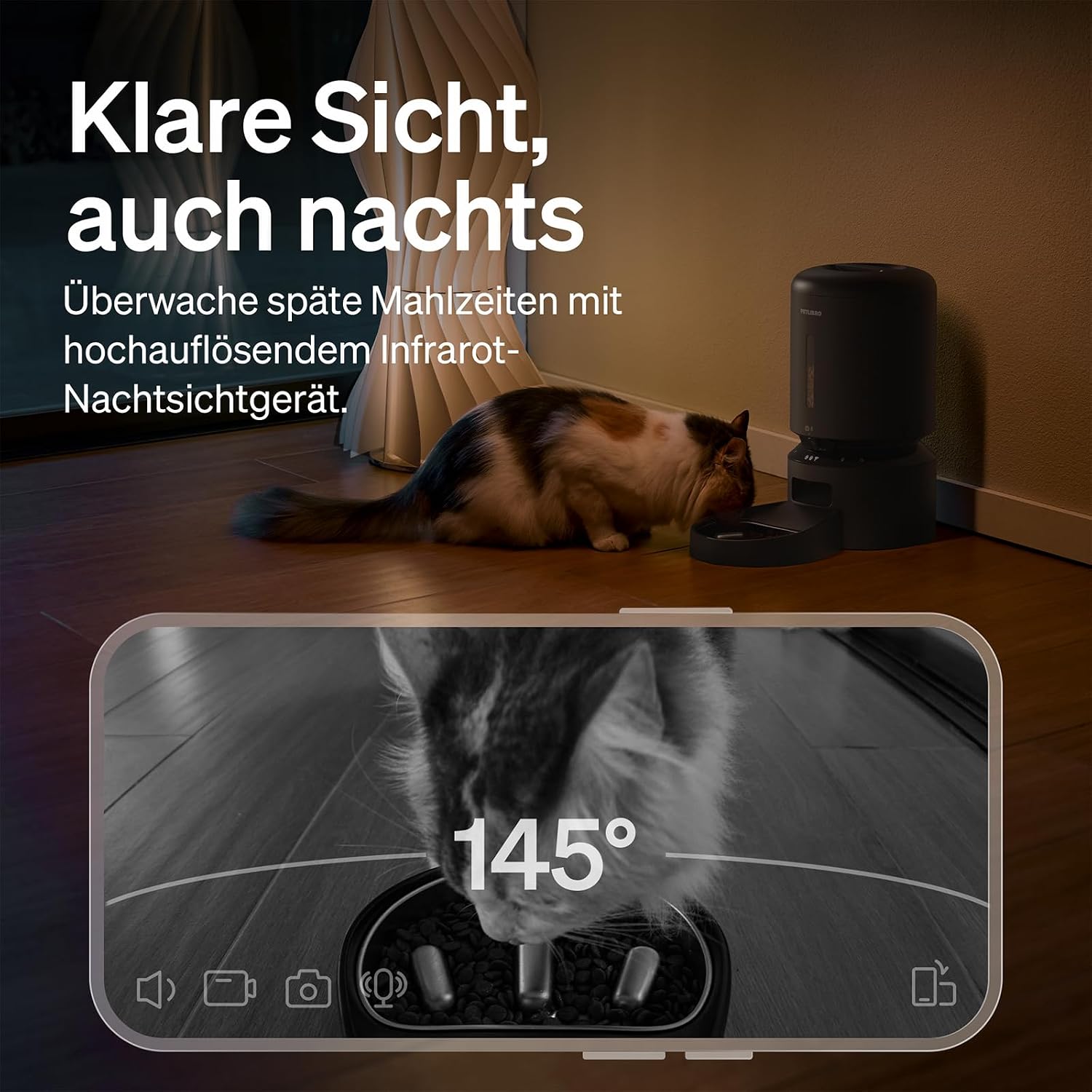 Thumbnail 6 de PETLIBRO Futterautomat Katze mit Kamera – 1080P, langsamer Edelstahl-Schüssel, 1–10 Mahlzeiten, 5G WLAN, Nachtansicht