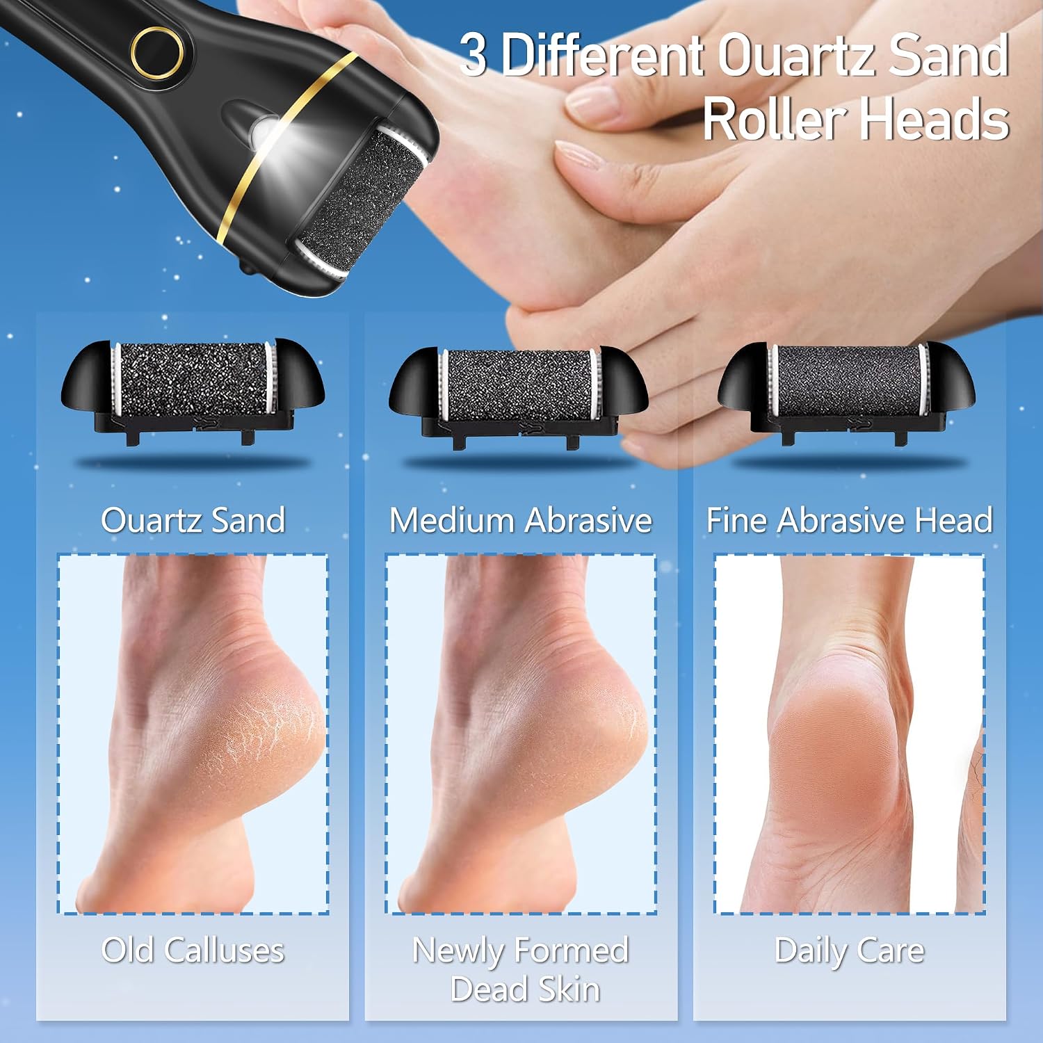 Detalle de Jamestry Callus Remover for Feet — Electric Foot File with 3 Rollers, 2 Speeds, Waterproof Design and 17-in-1 Pedicure Kit