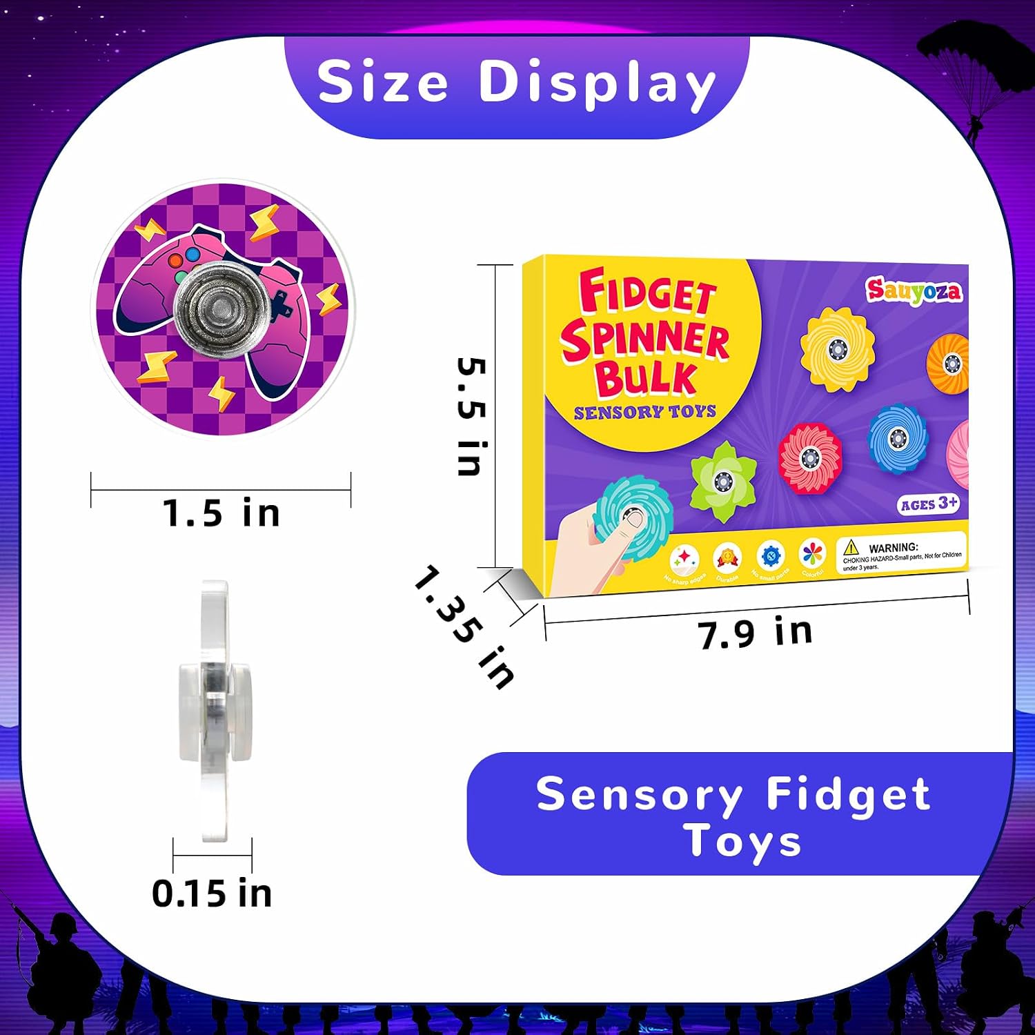 Thumbnail 1 de Sauyoza Fidget Spinner, Video Game Party Favor Set with 52 Spinners