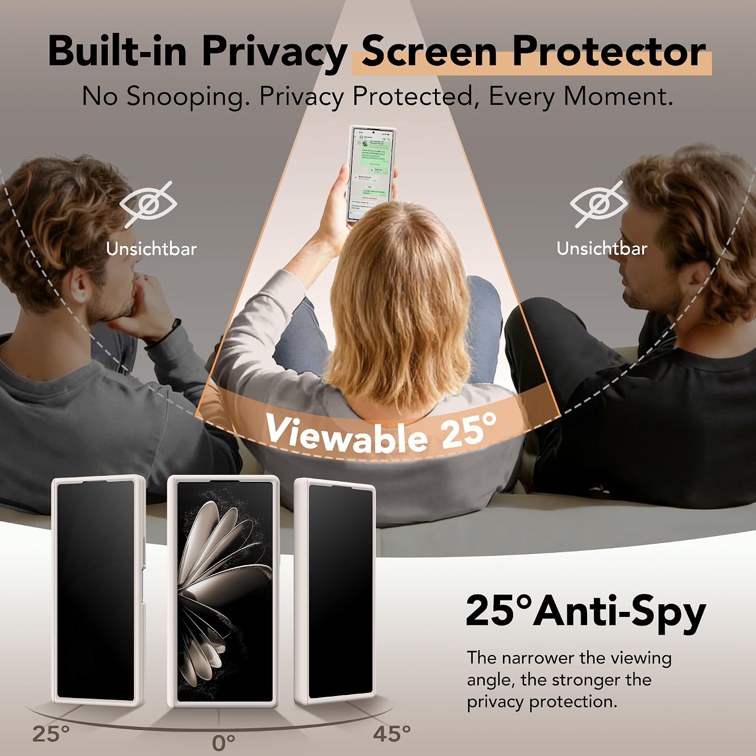 Thumbnail 5 de Magnetic for Samsung Galaxy Z Fold 7 Case with Privacy Shield, Liquid Silicone, Built-in Kickstand & Full Body Hinge Protection