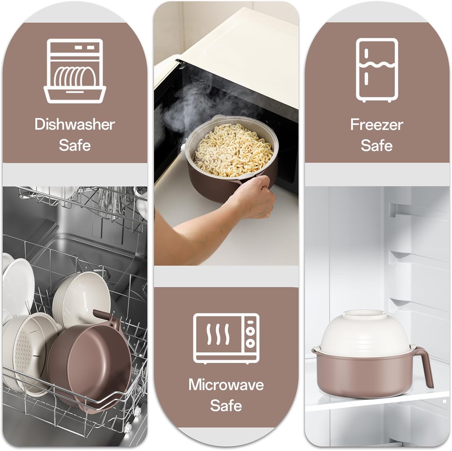 Thumbnail 5 de MEACOLIA rb 50 oz Microwave Ramen Cooker Bowl with Lid and Drain Strainer