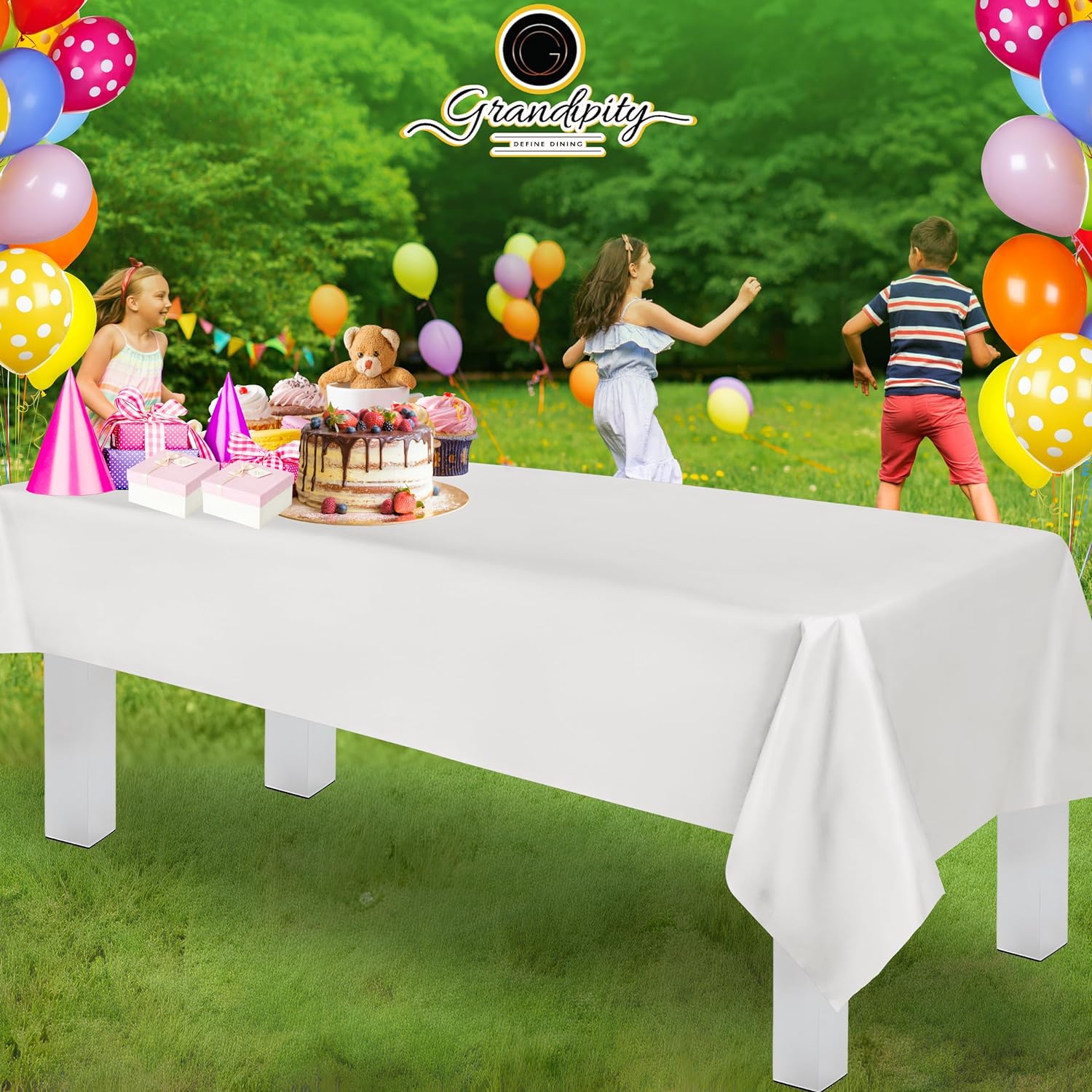 Thumbnail 5 de Grandipity 12 Pack Premium Disposable Plastic Tablecloth (54 x 108 in, 0.3mm) – White