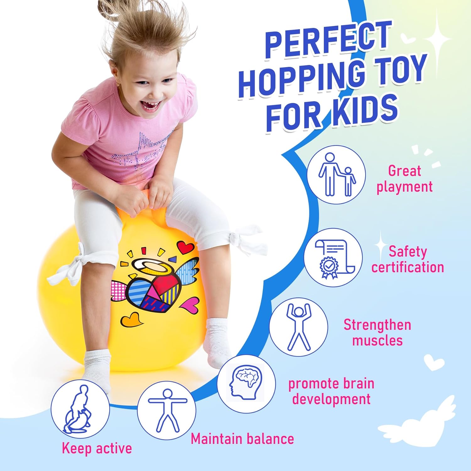 Thumbnail 2 de U&C Planet 2 Pack 18 Inch Space Hopper: Anti-Slip Bouncy Balls for Kids 3–5