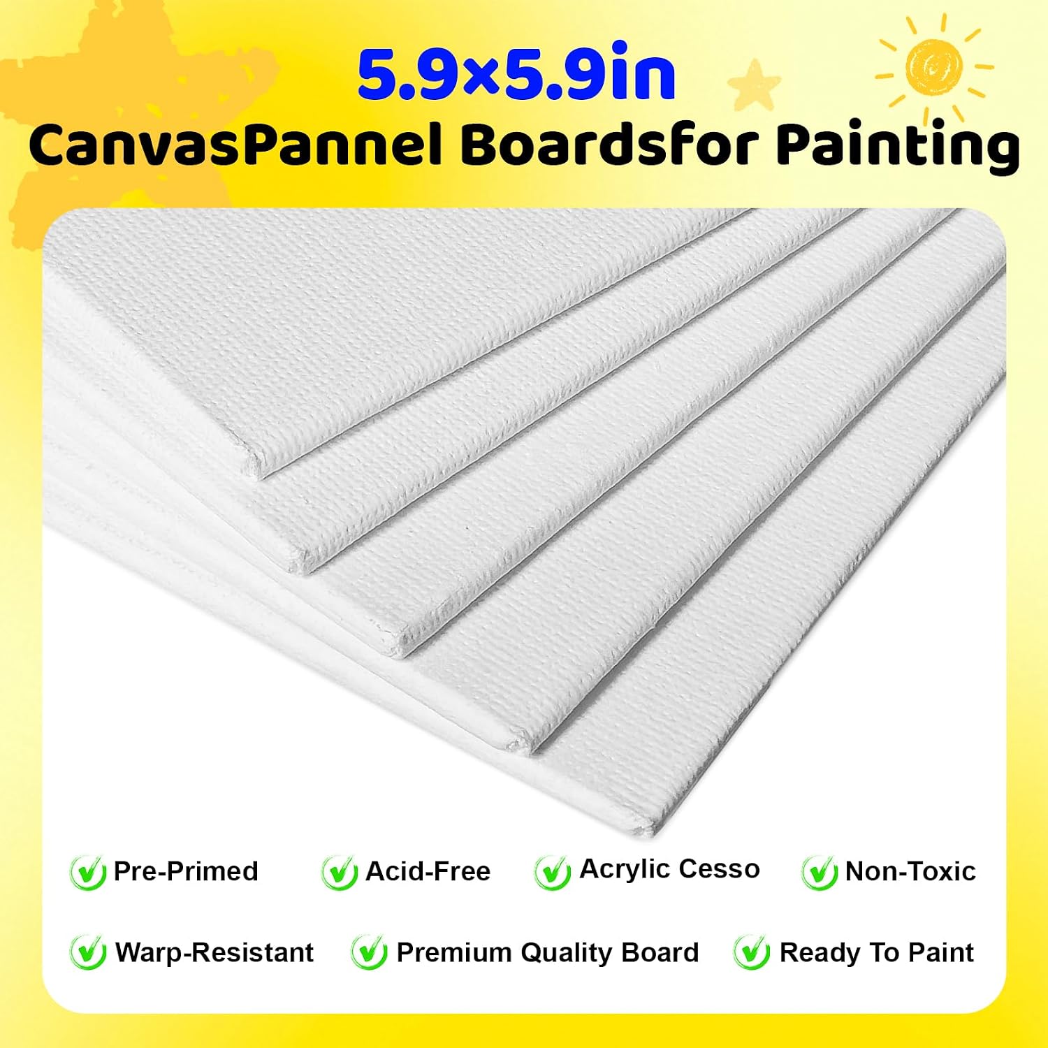 Detalle 2 de 10 Pack Mini Acrylic Paint Kit: 6in Canvas Boards with 6.5in Easel – Beginner Friendly