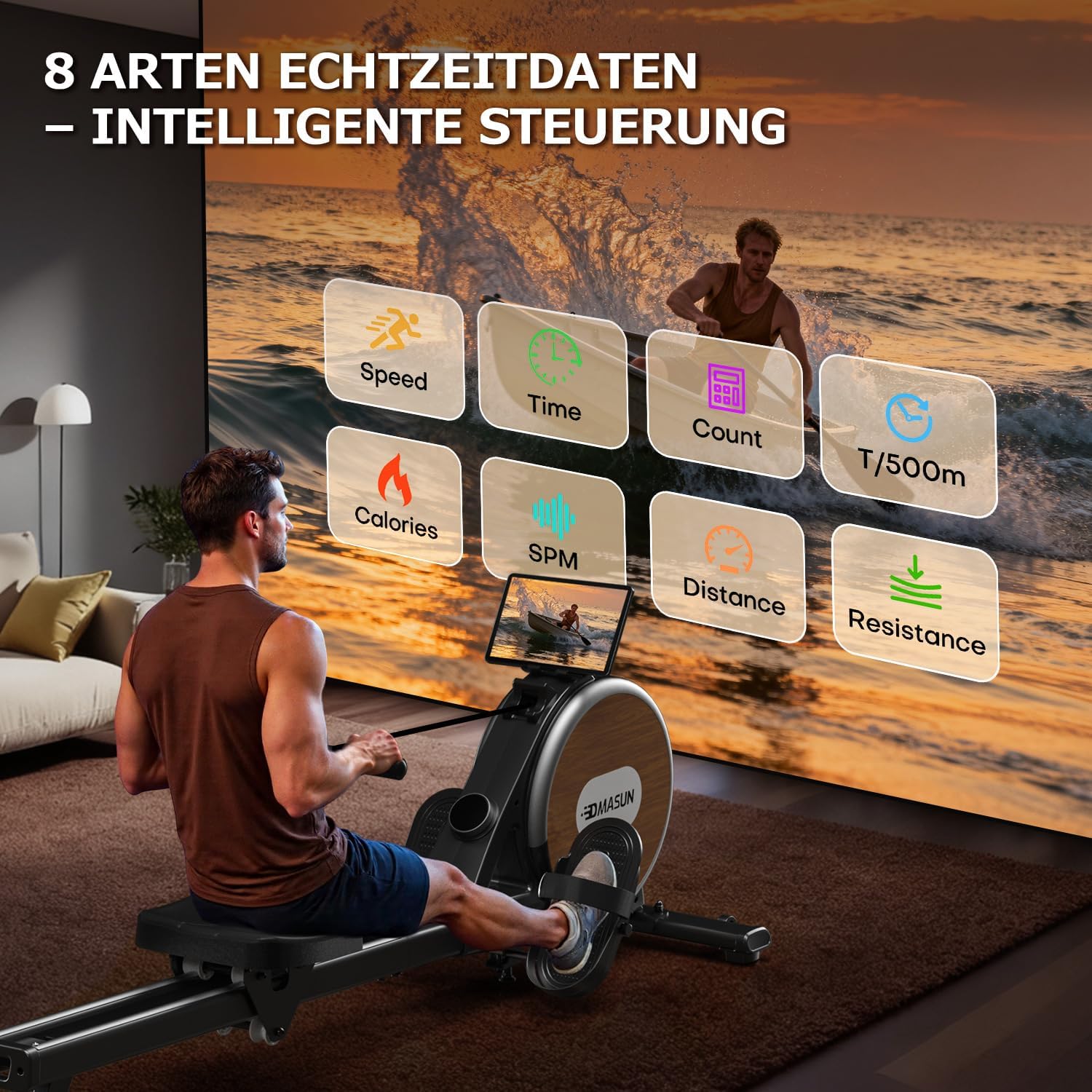 Detalle 2 de DMASUN Rudergerät 16 Stufen für Zuhause 🚣