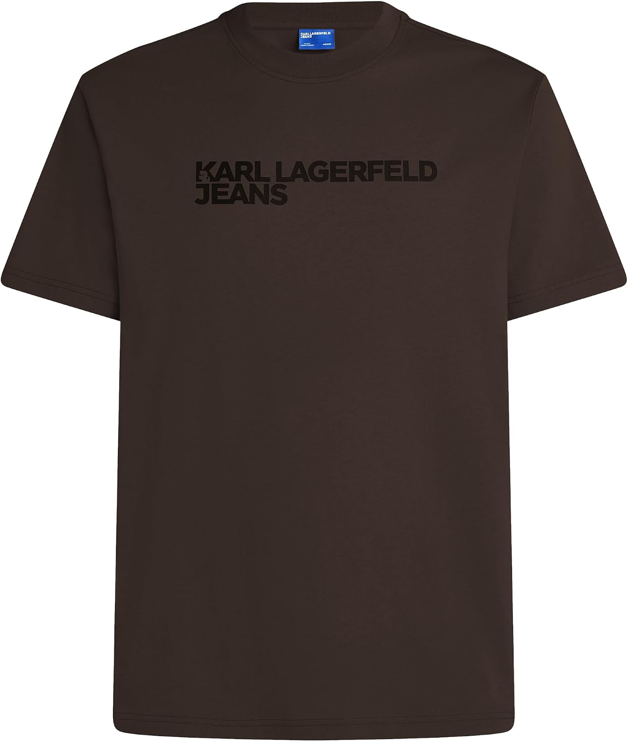 Detalle de Karl Lagerfeld Jeans Uomo Regular Short Sleeve Essential T‑Shirt – Tinta Chocolate e Sostenibilità