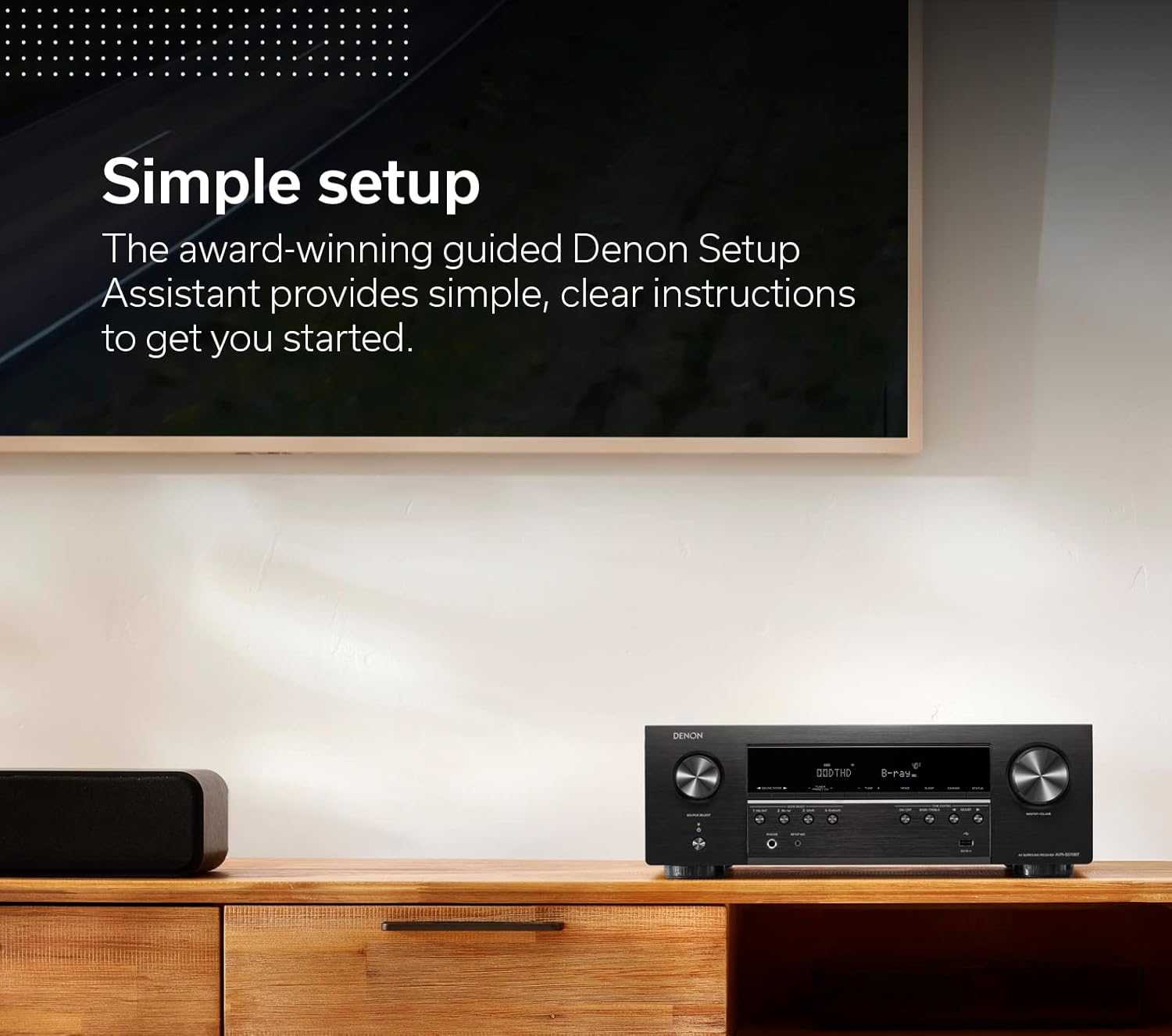 Detalle de Denon AVR-S570BT 5.2-Channel AV Receiver with 8K HDMI Inputs, eARC, and Bluetooth Streaming