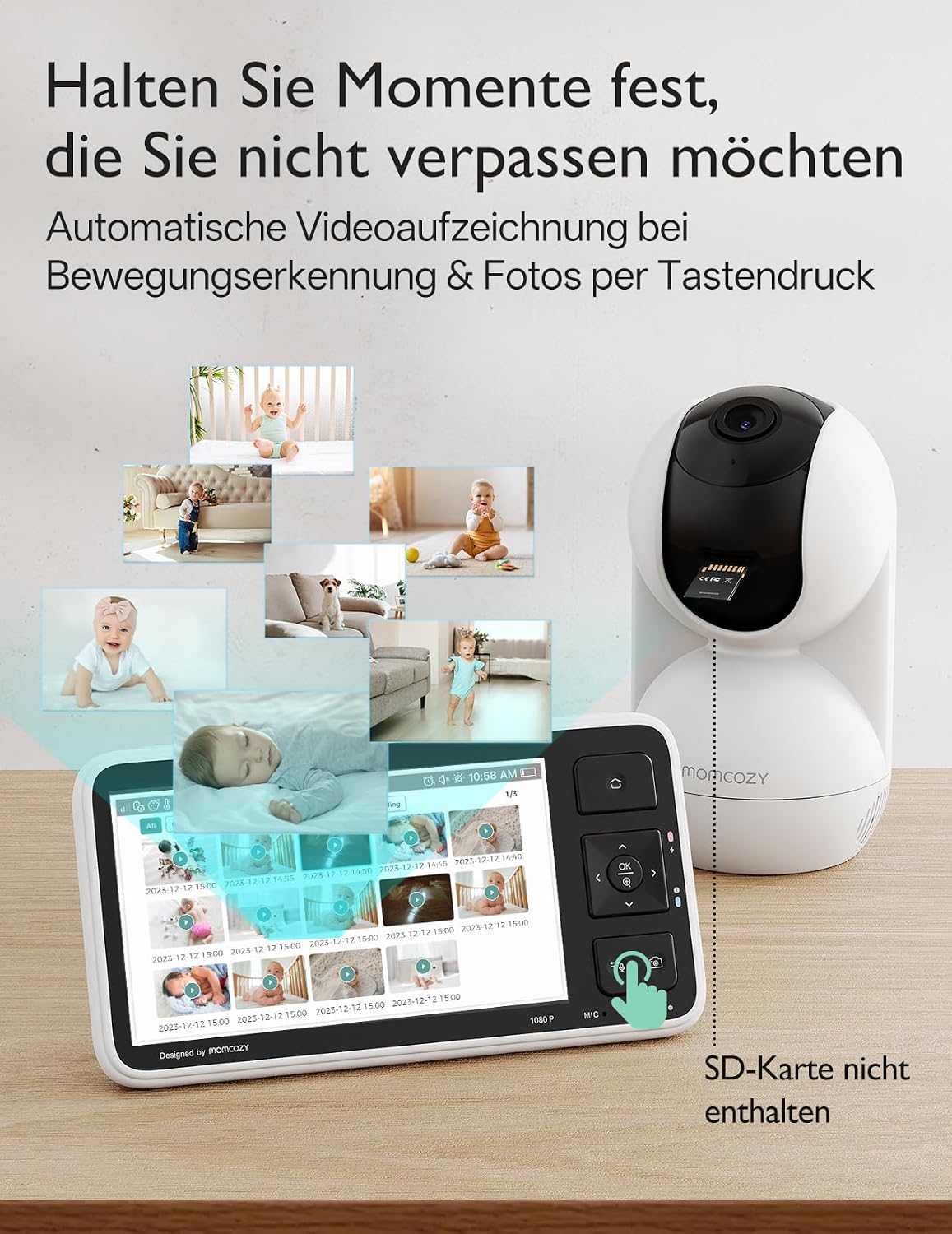 Detalle 2 de Momcozy BM03 Upgrade: 1080p Babyphone ohne WLAN mit Kamera, 5,5-Zoll Display