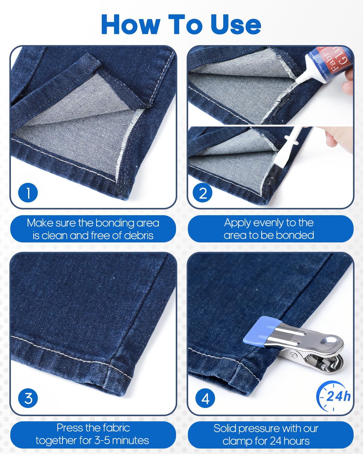 Detalle 2 de Flow fire 120ml Strong Fabric Glue: Clear, Waterproof Textile Adhesive for Clothes, Badges and Patches