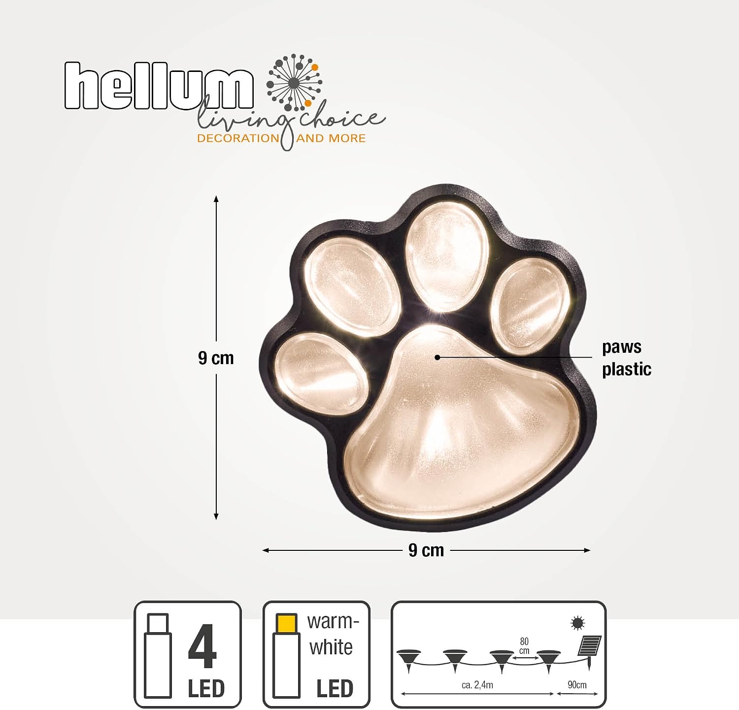 Detalle de Hellum zampe solari: luci a LED per esterni con 4 LED bianco caldo, 240 cm