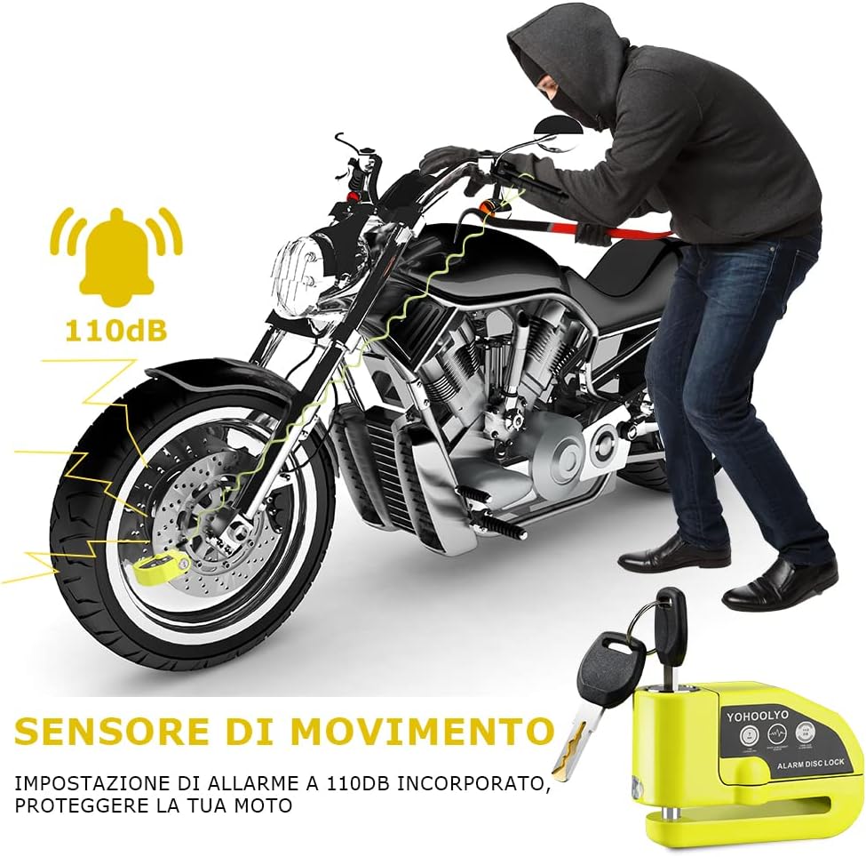 Detalle 2 de YOHOOLYO Bloccadisco moto con allarme 110 dB e promemoria đź”’