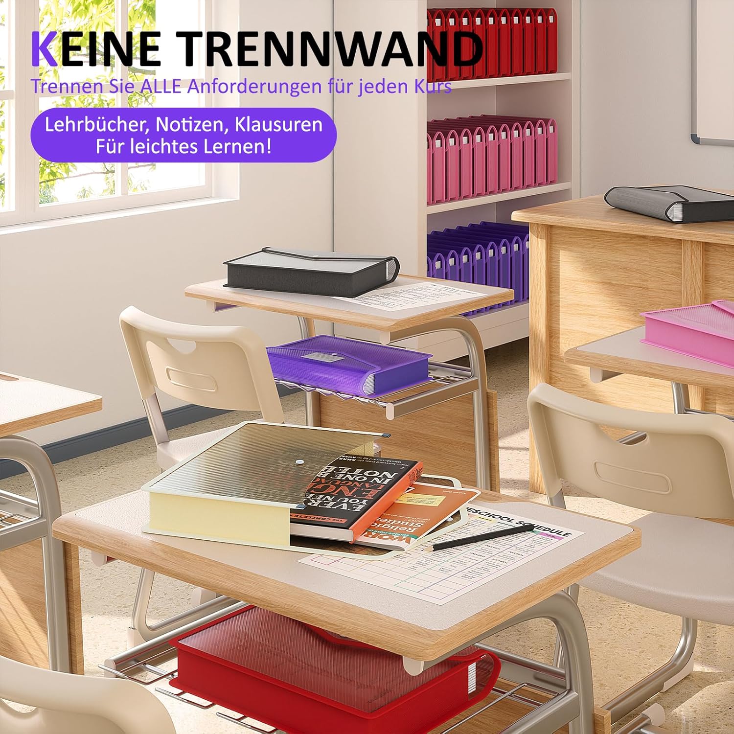 Thumbnail 2 de ThinkTex 5er-Set Dokumententaschen A4 mit Etiketten, transparent und Druckknopfverschluss