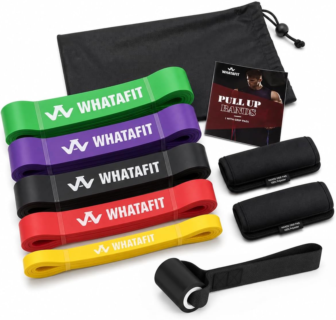 Detalle de WHATAFIT Resistance Bands Pull-Up Assist Set with Handles & Door Anchor