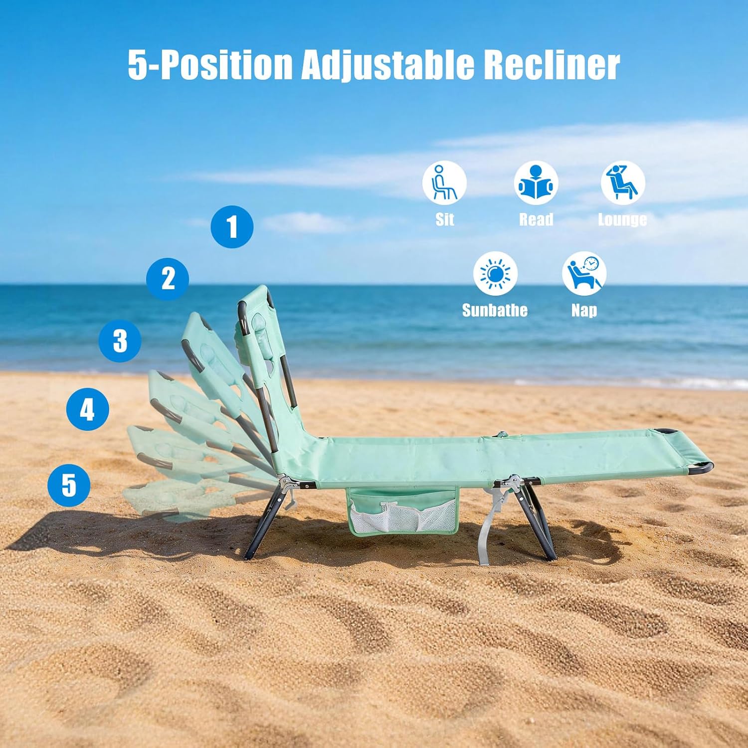 Thumbnail 4 de SUNNYFEEL Beach Lounge Chair Review: Reclining, Foldable Comfort for Outdoors