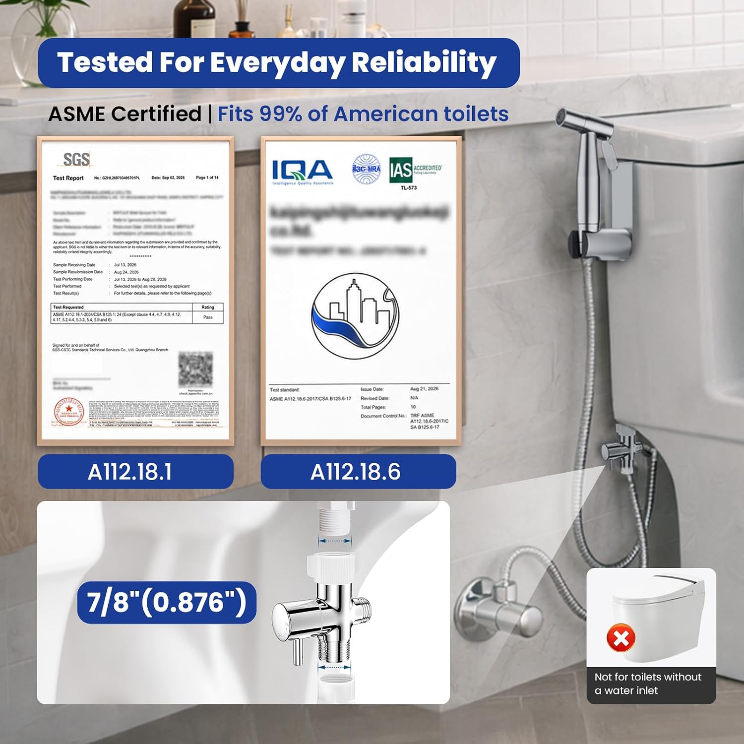 Detalle de BRITULIF BBS-09 Handheld Bidet Sprayer, Stainless Steel, Brushed Nickel