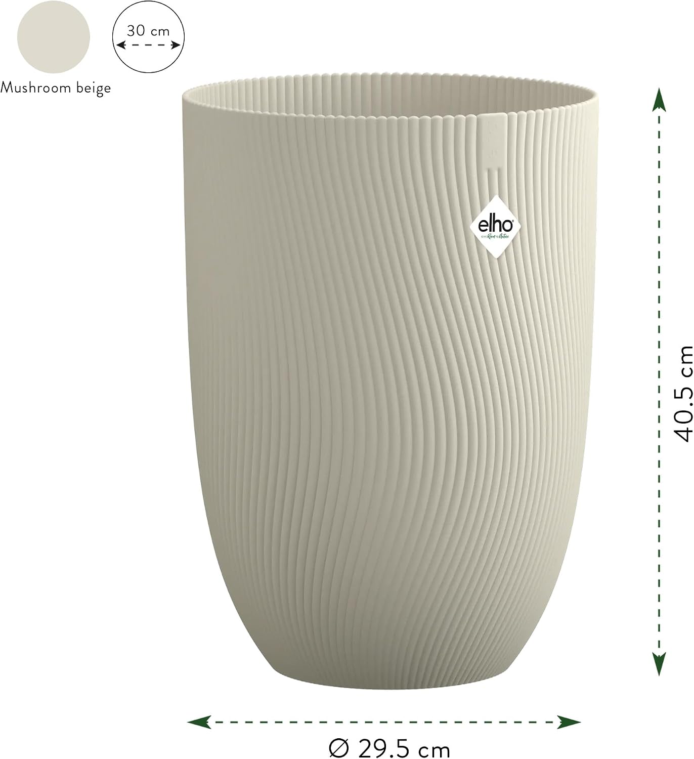 Detalle 2 de Elho Sereh Haut 30cm Pot de Fleur - Mushroom Beige