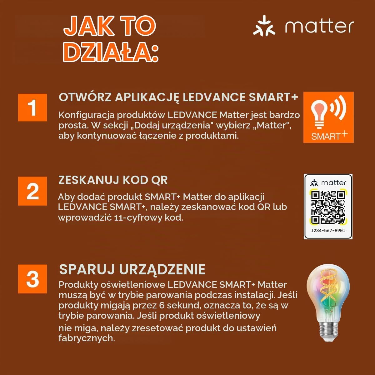 Detalle de LEDVANCE SMARTMATA759,5W-827230VRGBWFRE274X1LEDV, żarówki LED SMART+ MATTER E27, RGBW, 1055 lm, zestaw 4
