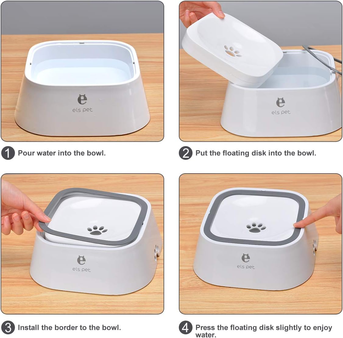 Thumbnail 5 de Dog Water Bowl Splash-Free 1.5L White