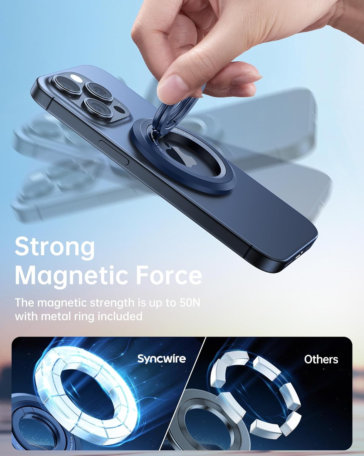 Thumbnail 4 de SYNCWIRE MagSafe Ring Phone Holder: 360° Rotatable Dual-Sided Magnet Stand