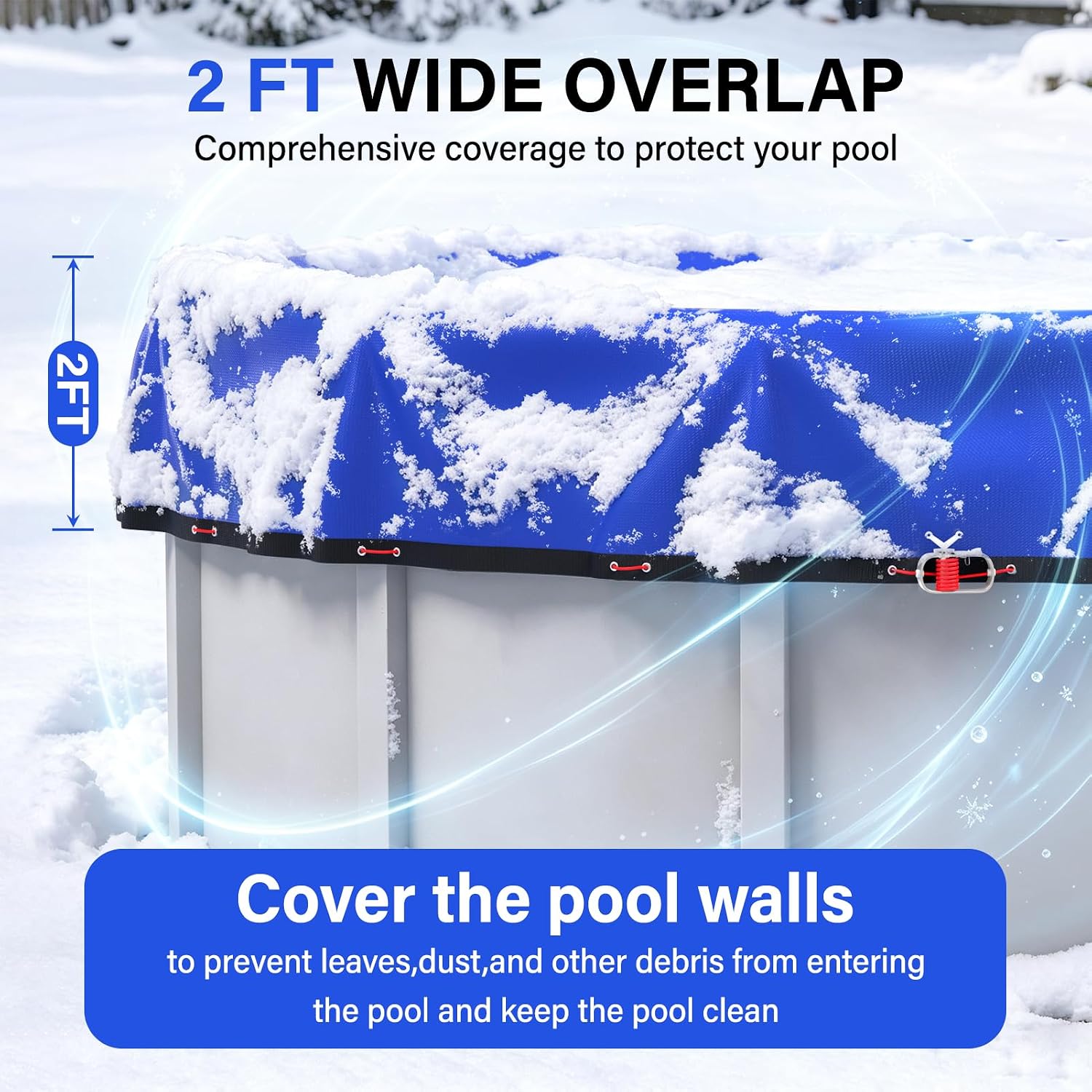 Detalle de TIXANF T-PC-28 24-Foot Round Winter Pool Cover, Blue, with Winch and Cable