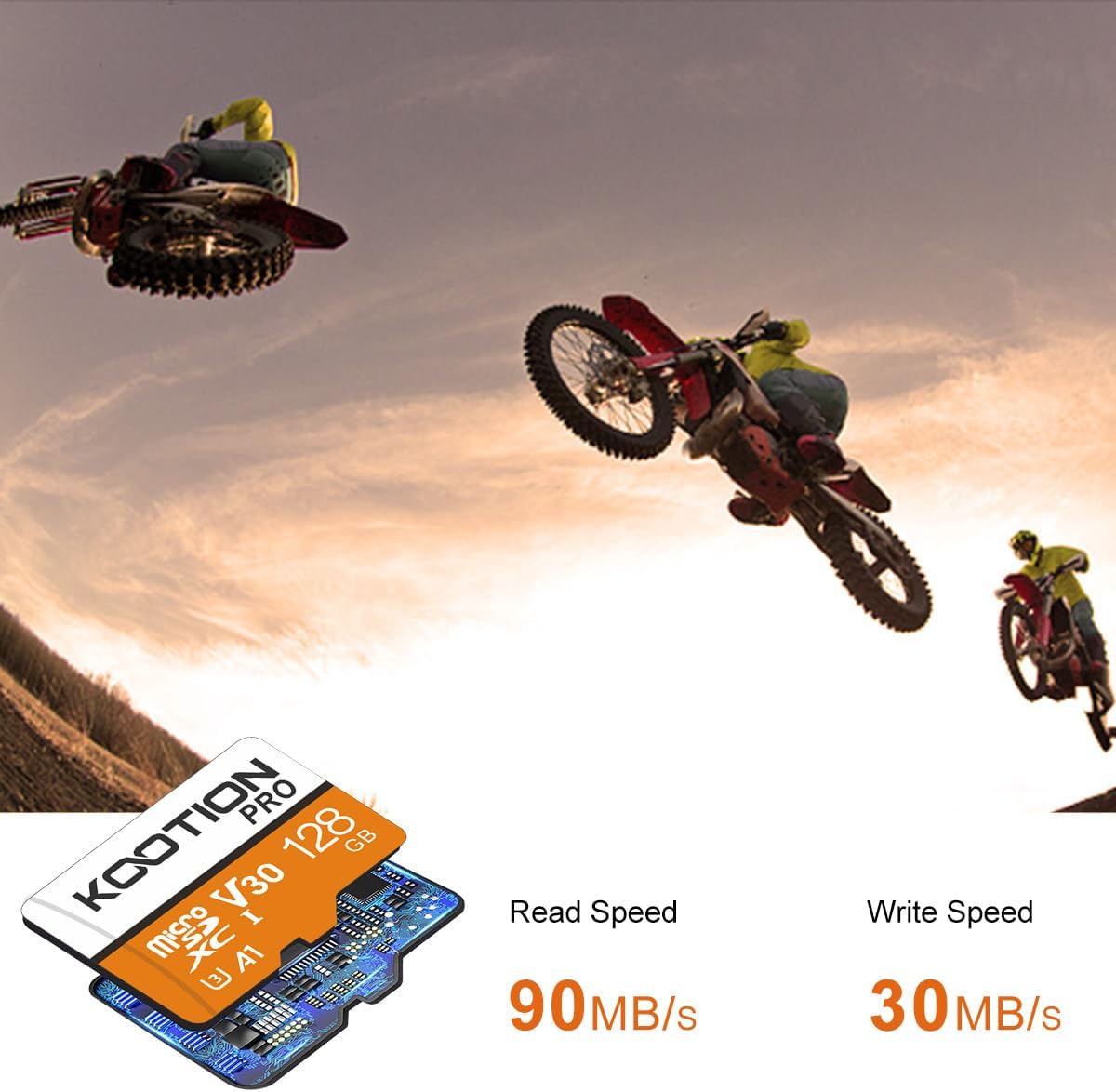 Detalle de KOOTION Scheda di Memoria 128GB Micro SDXC U3 A1 V30: velocità reali, affidabilità e versatilità per ogni dispositivo