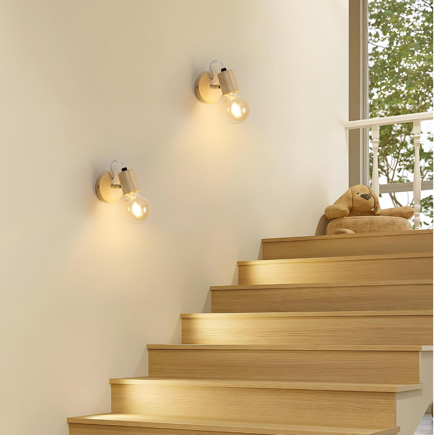 Thumbnail 5 de Tealight WD-wall-01 – zestaw 2 kinkietów E27 z drewnem i żelazem