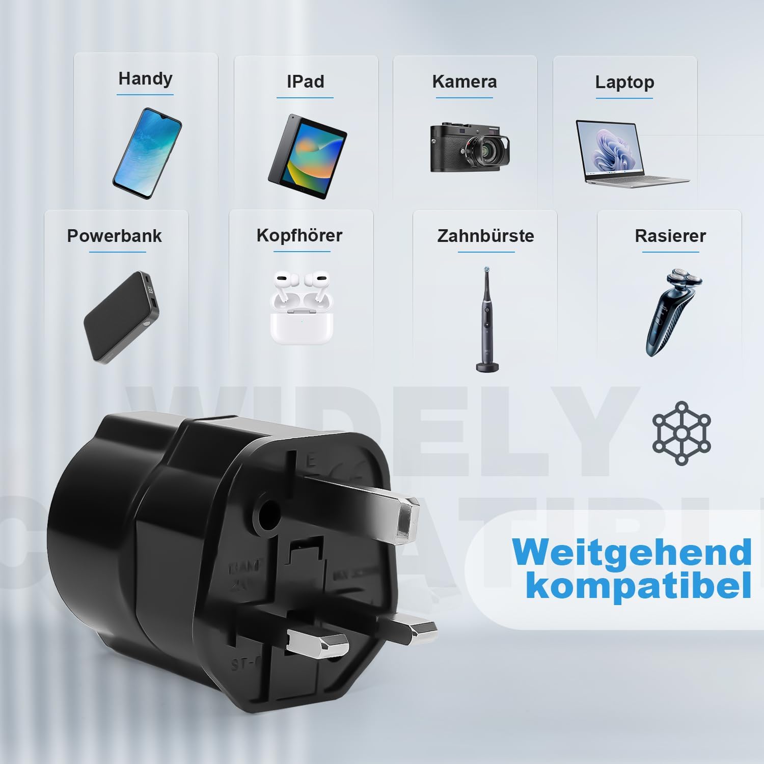 Thumbnail 6 de 2er Reiseadapter UK Steckdosenadapter Typ G für EU 🇬🇧🔌
