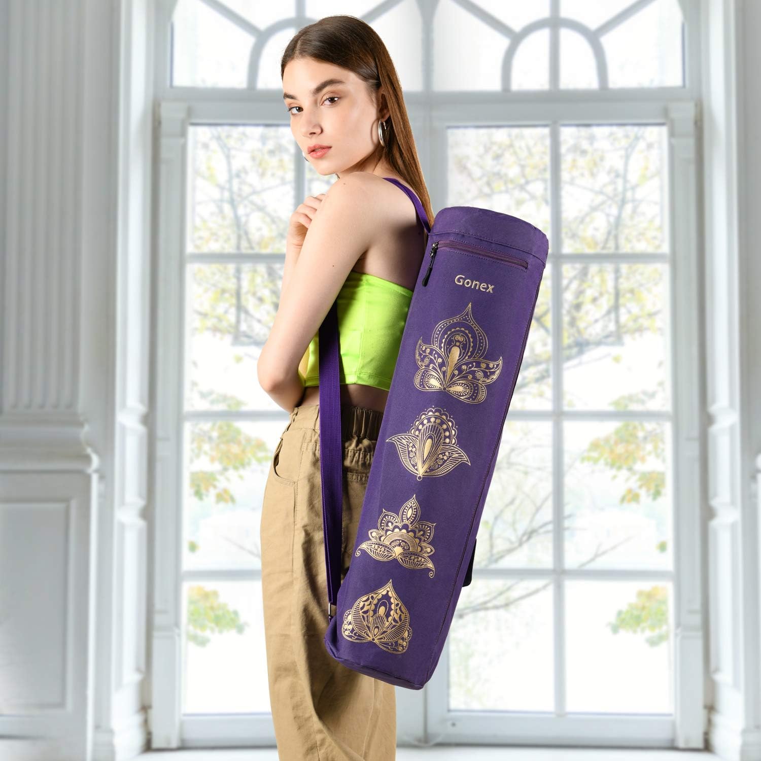 Thumbnail 6 de Gonex Yoga Mat Bag (Full-Zip) – Waterproof Oxford Carry Bag with 2 Cargo Pockets & Adjustable Strap