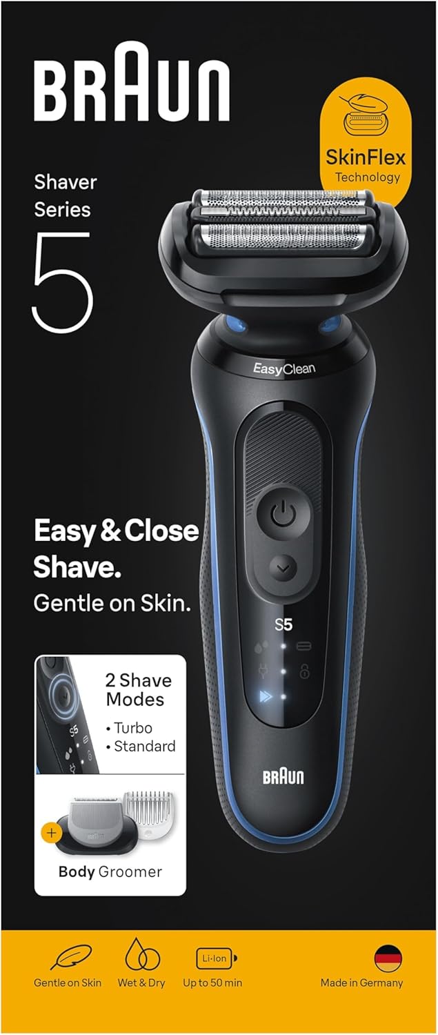 Thumbnail 5 de Braun Series 5 Electric Shaver 52-B1600S: Wet & Dry Foil Razor with Body Groomer Attachment