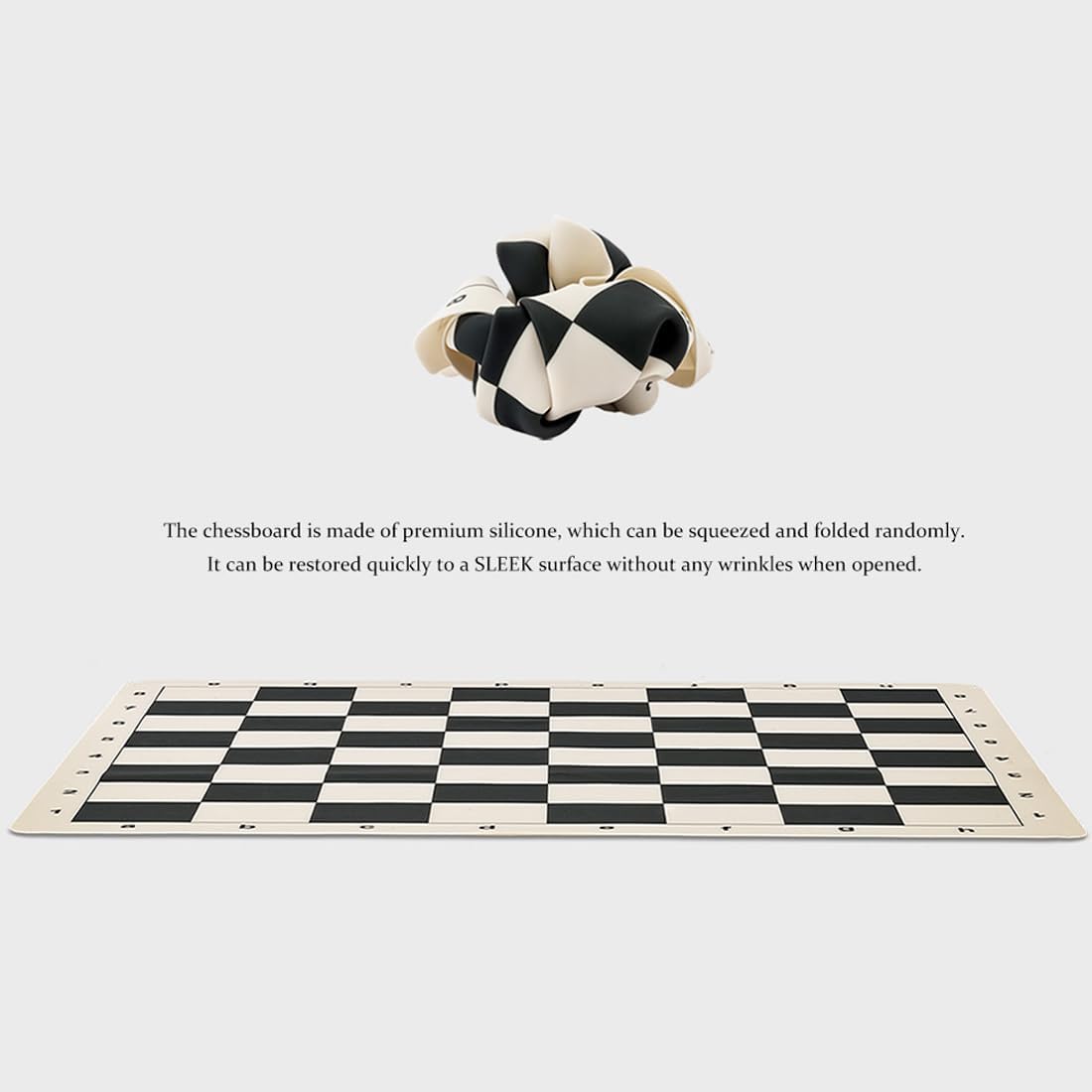 Detalle de A&A Tournament Chess Set: 20x20 Foldable Silicone Board with Quadruple Weighted Staunton Pieces