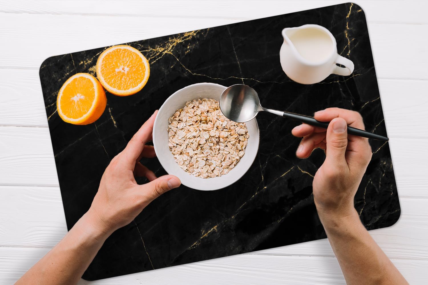 Detalle 1 de KitchenYeah placemats set van 6, vinyl met marmerlook, 45 x 30 cm