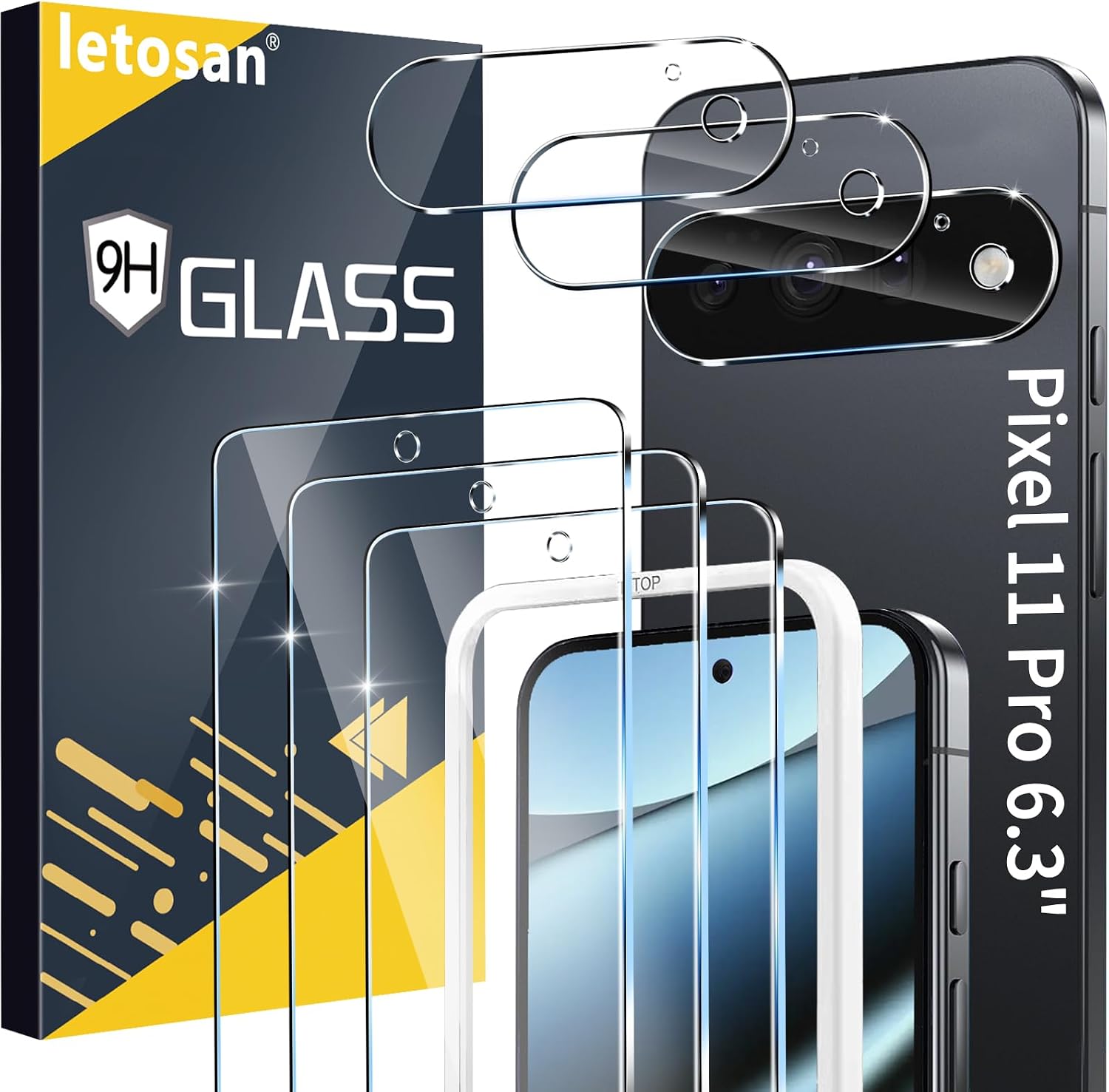 Detalle de Letosan tempered glass screen protector kit for Google Pixel 11 Pro