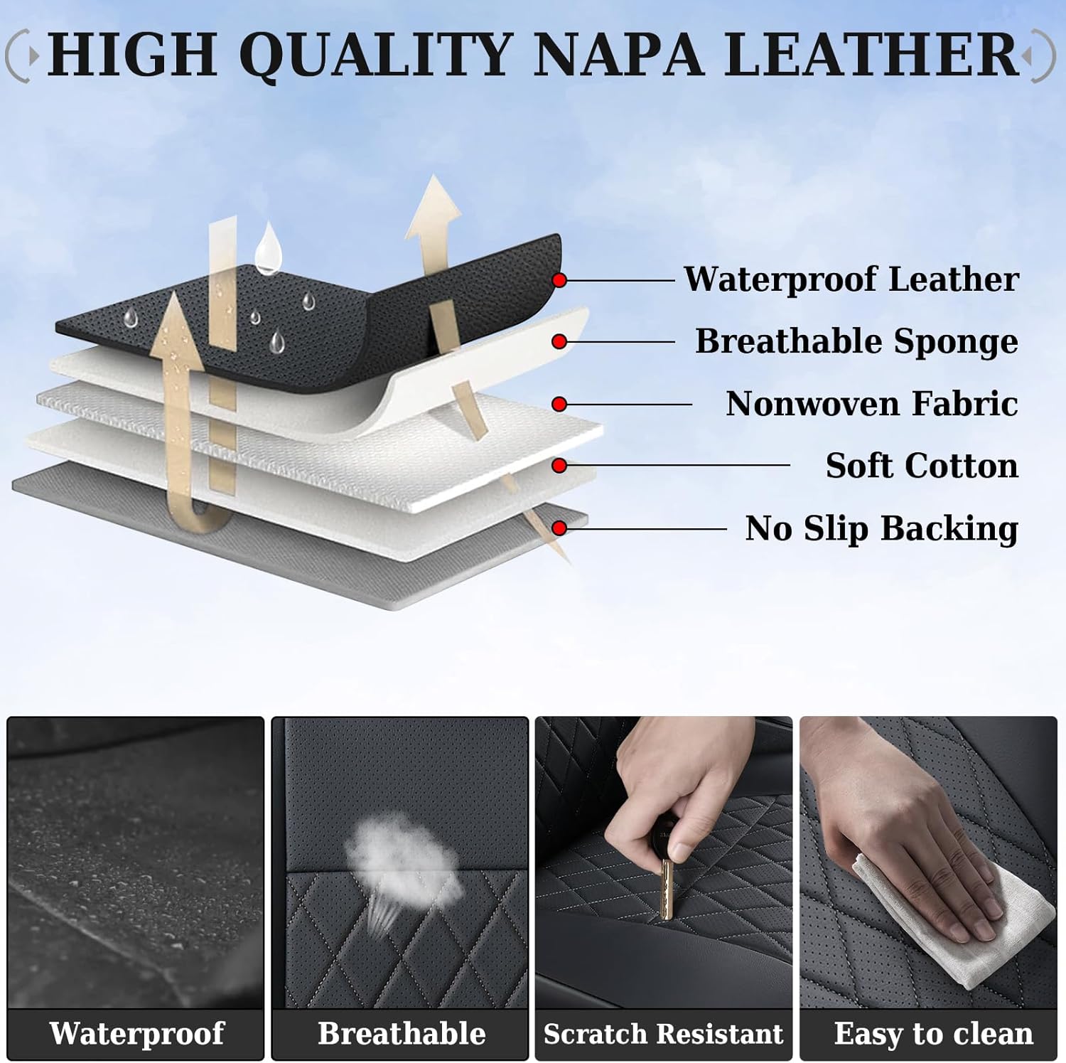 Thumbnail 4 de Coverado Tacoma Front Seat Covers: Custom Fit Faux Leather for Toyota Tacoma (2005-2023) – Black