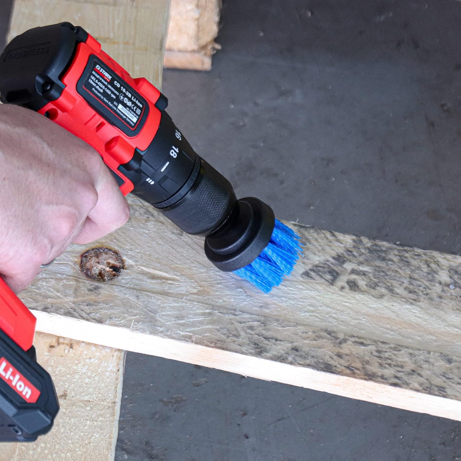 Thumbnail 3 de WERKFIX Set 6 spazzole per trapano elettrico con setole blu (medie) per pulizia di piastrelle, ceramica, legno e altro