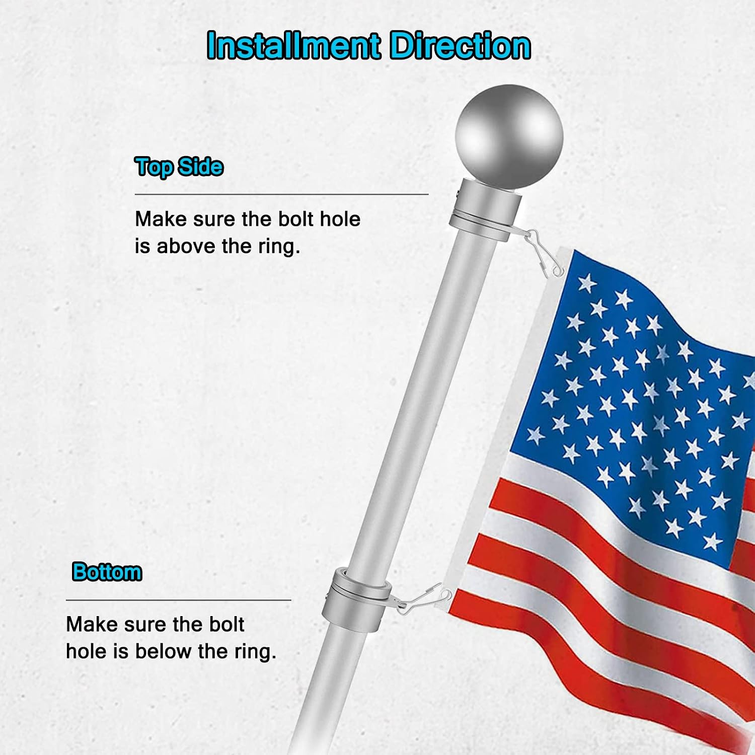 Thumbnail 5 de Anovo ring-p Flagpole Rings, 360° Rotating Aluminum Alloy, 2-Pack