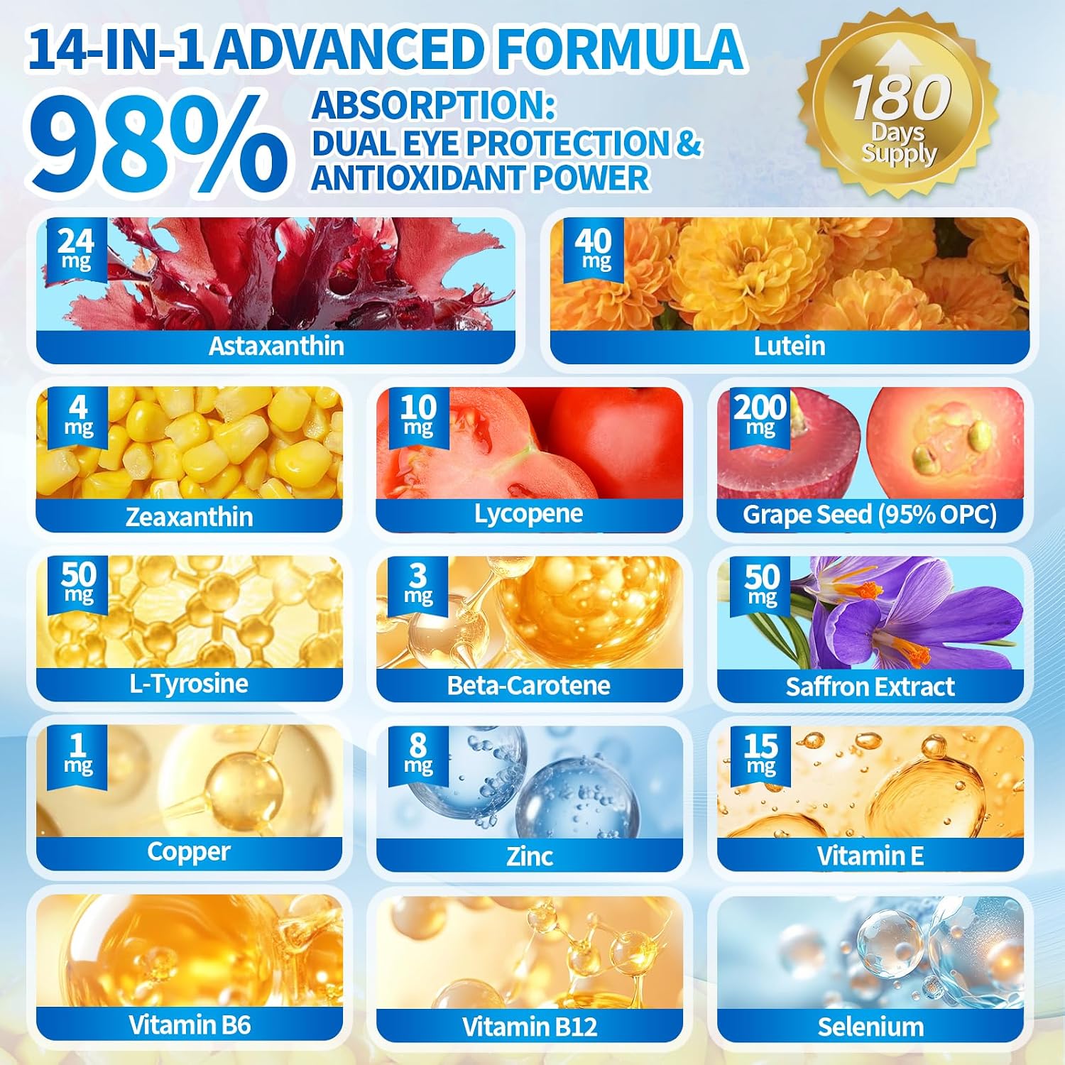 Detalle de VivoNu Astaxanthin 24 mg & Lutein 40 mg – 6-Monats-Vorrat