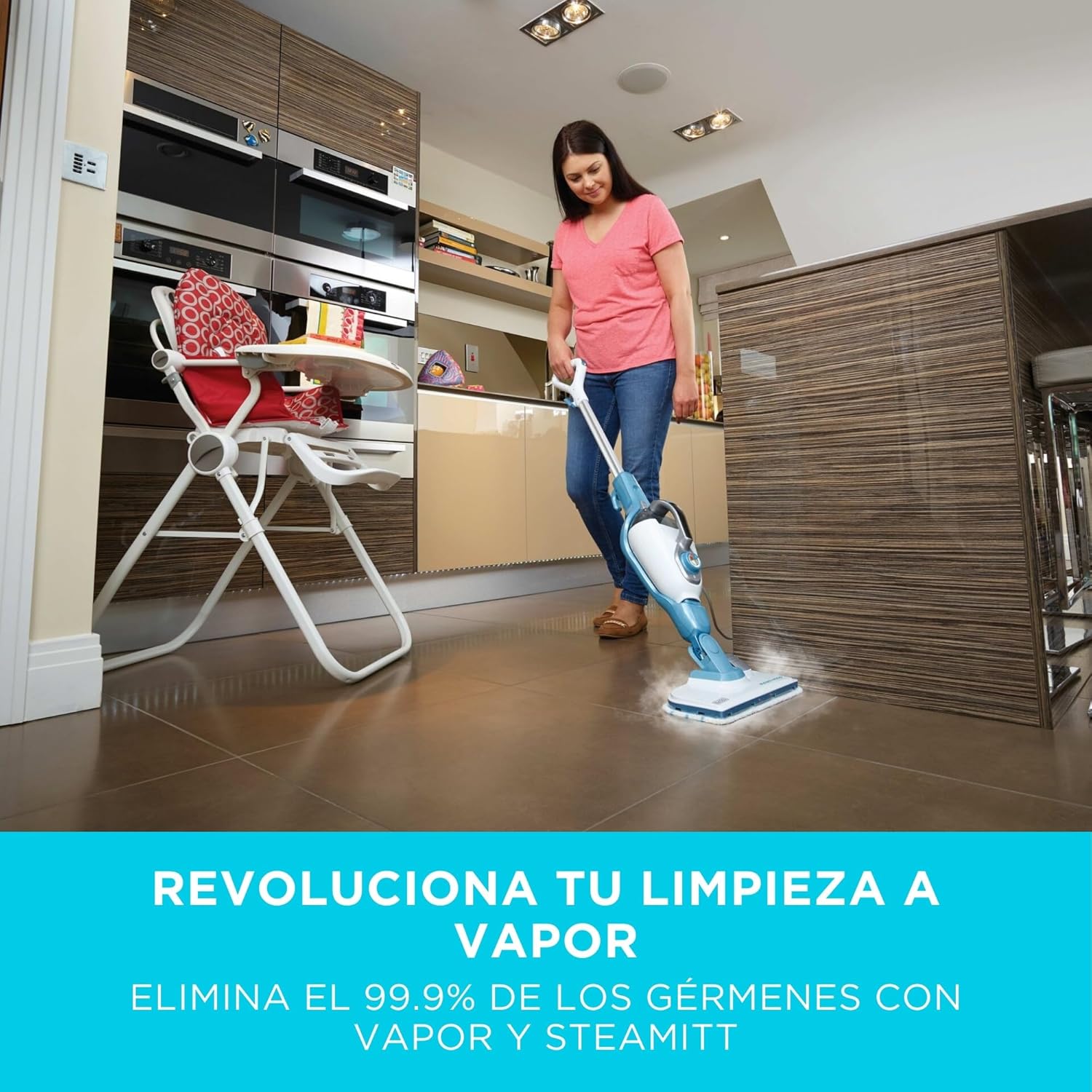 Thumbnail 1 de BLACK+DECKER Mopa a Vapor 1300W, 12 Accesorios, Blanco/Azul 🌬️