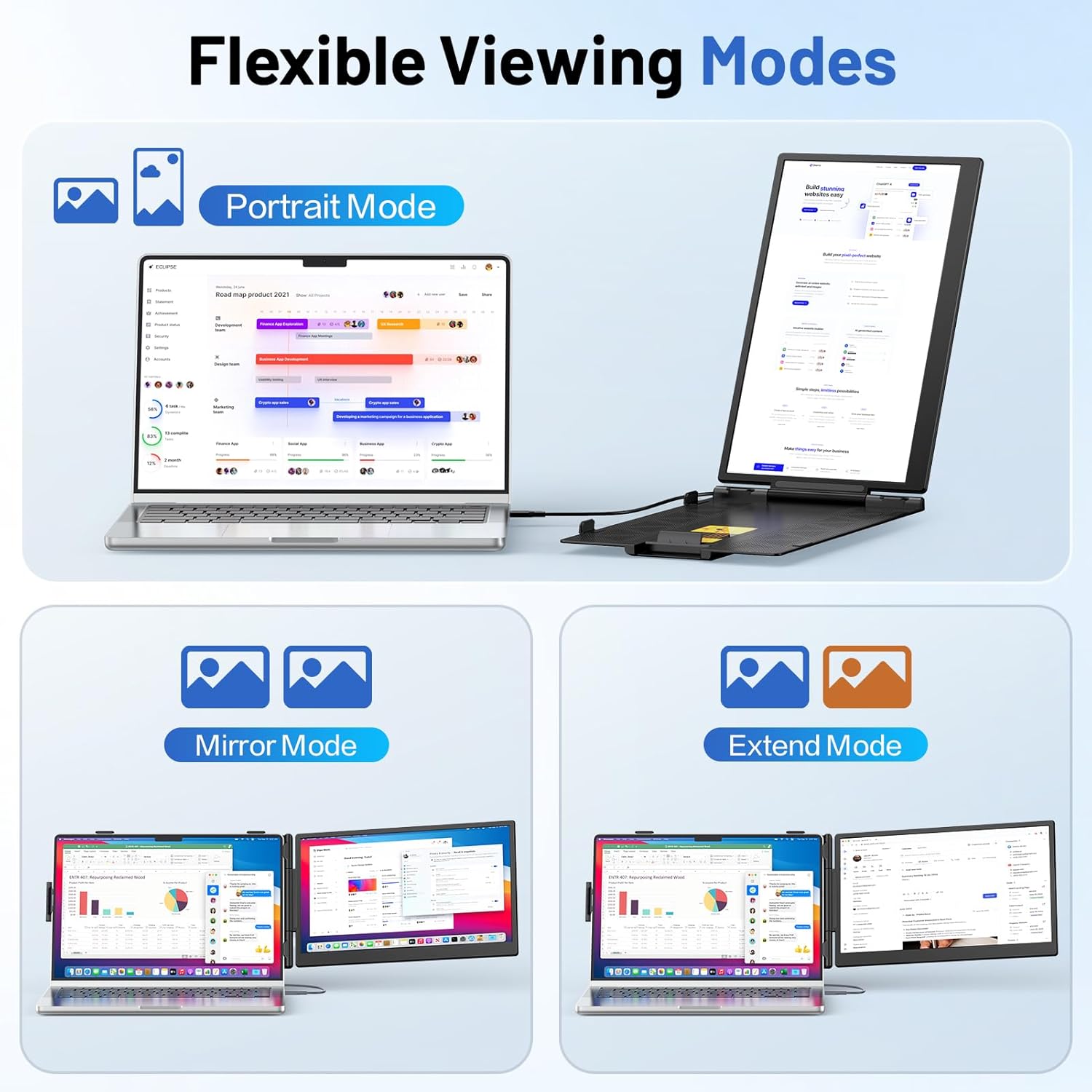 Thumbnail 5 de Anyking 14” FHD Laptop Screen Extender: Portable Dual Monitor for 13–17.3” Laptops