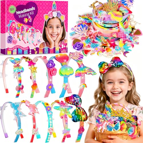 Pourbibi Ensemble Bandeaux et Accessoires pour Filles de 3 à 10 Ans – Jeu DIY Créatif et Cadeau Spécial