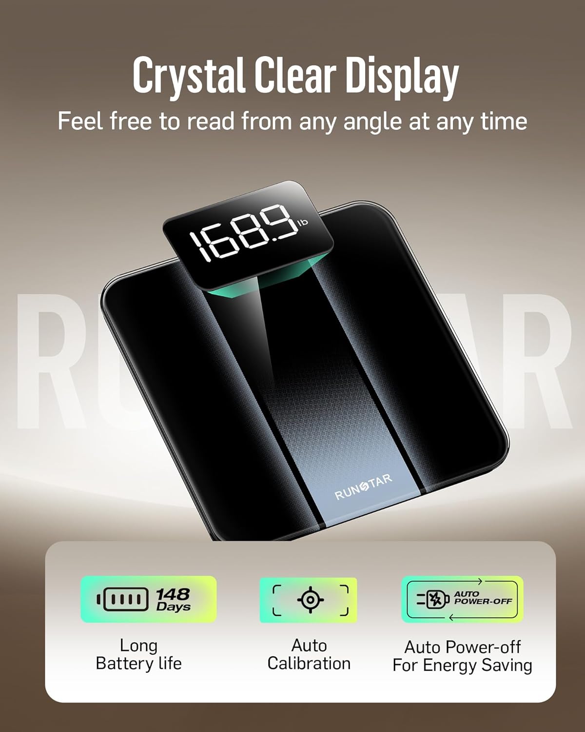 Thumbnail 3 de Runstar RunStar Digital Bathroom Scale (Silver) up to 400lb with clear LED backlight