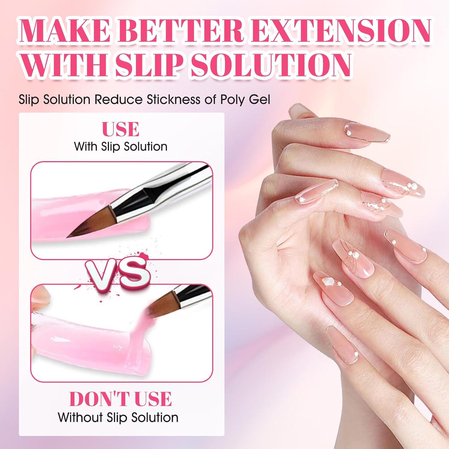 Detalle de WEILAOK LM-EU094 Slip Solution-set voor polygel, 75 ml met 3 penselen
