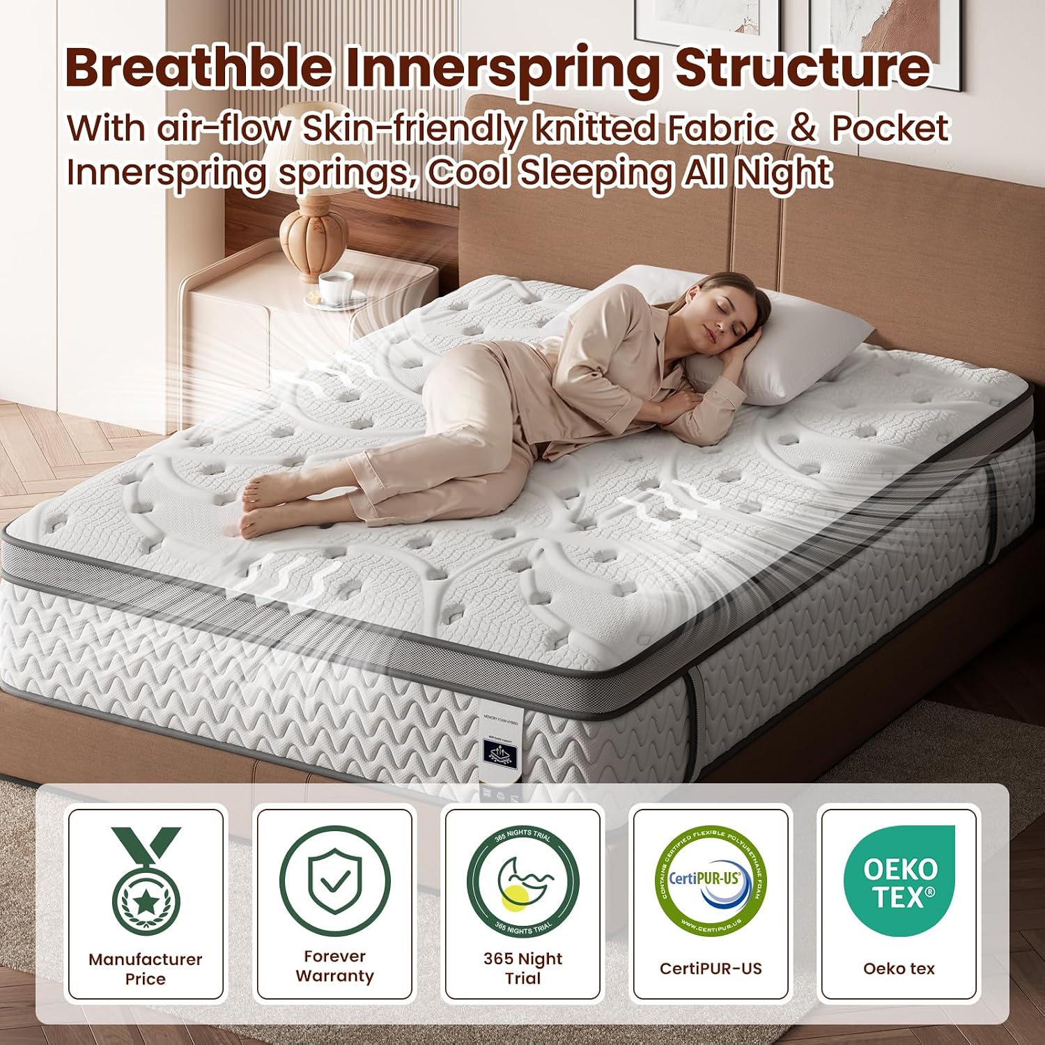 Thumbnail 1 de Queen Hybrid Mattress 12 Inches