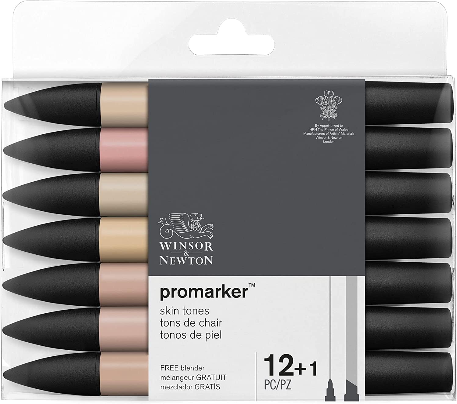 Detalle de Winsor & Newton Promarker: Set 12+1 Blender – tonalità pelle, qualità professionale