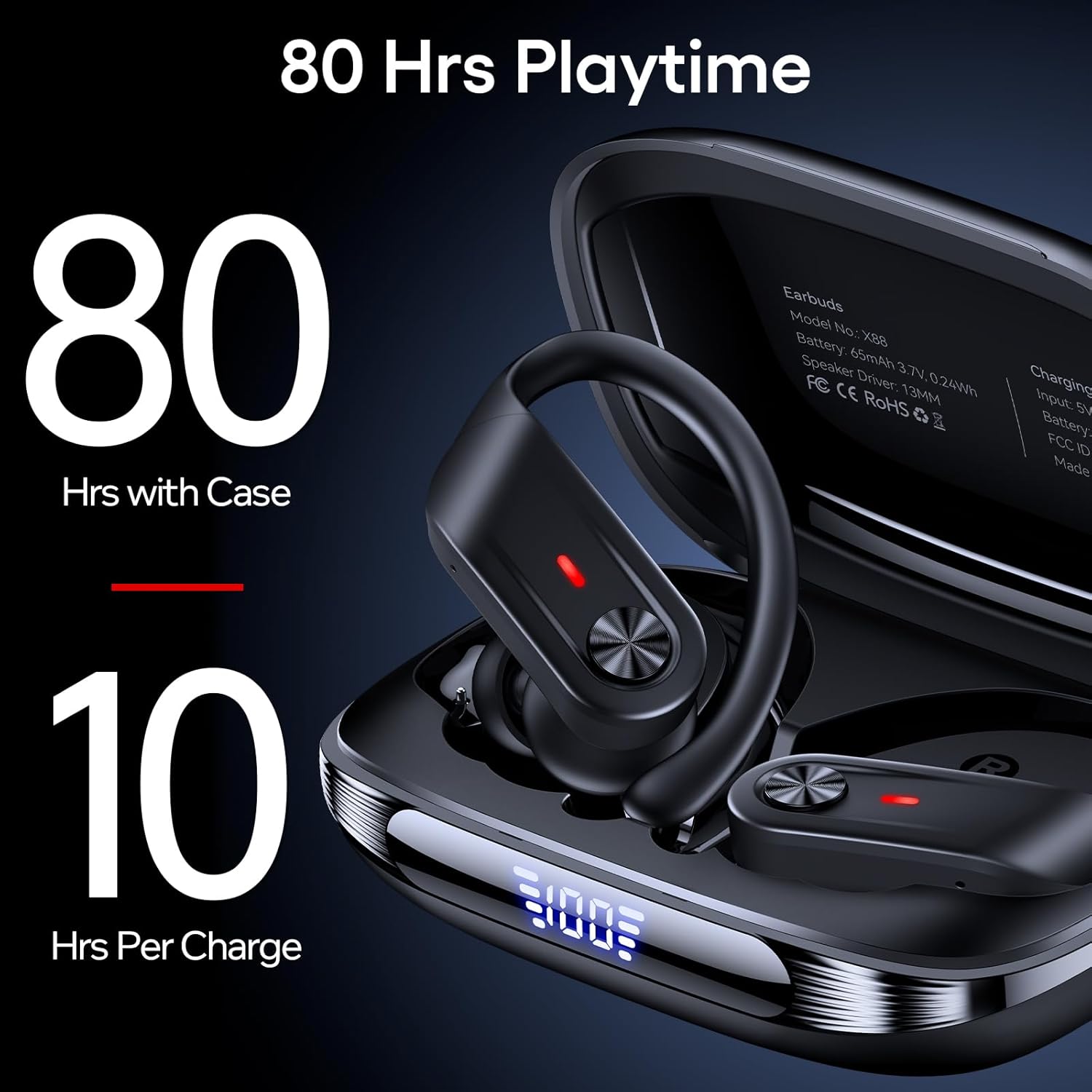 Thumbnail 3 de Hybrid Active Noise Cancelling Wireless Earbuds (ANC) with Transparency Mode, up to 80 Hrs Playtime, Hi-Res Stereo via Bluetooth