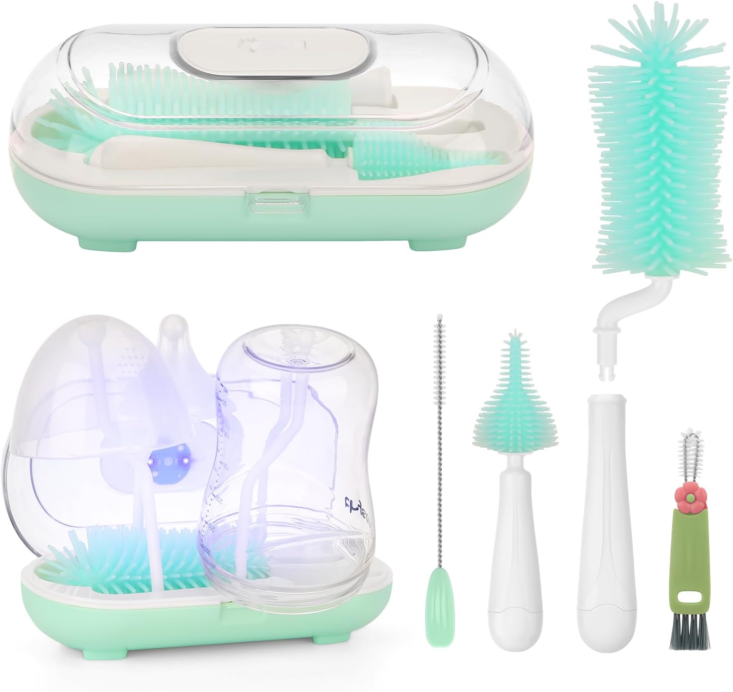 Detalle de Maypott 6-in-1 Baby Bottle Brush Set with Silicone Heads for Travel