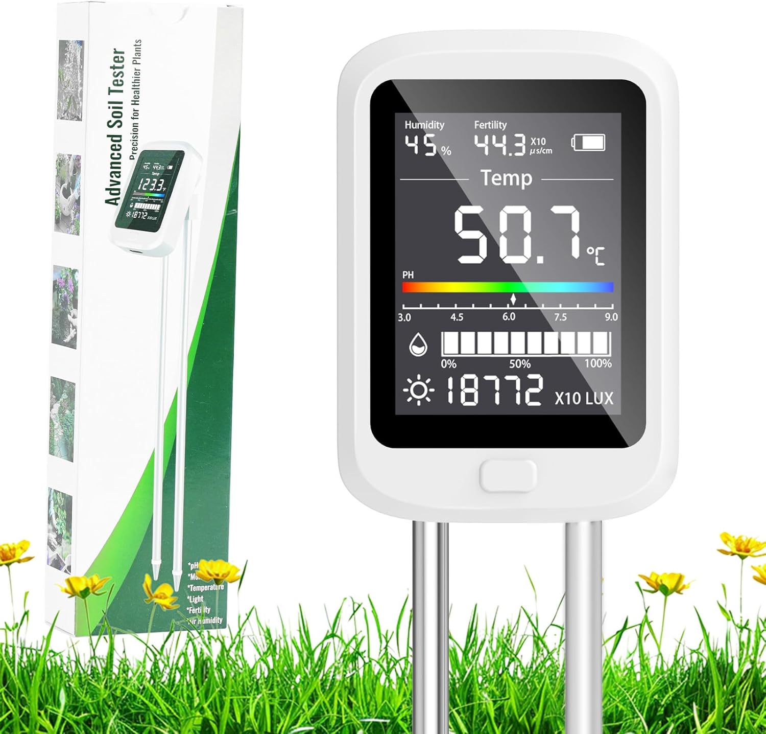 Thumbnail 1 de Lepealu 6-in-1 Soil Moisture Meter with Dual Probes, Type-C Rechargeable LCD