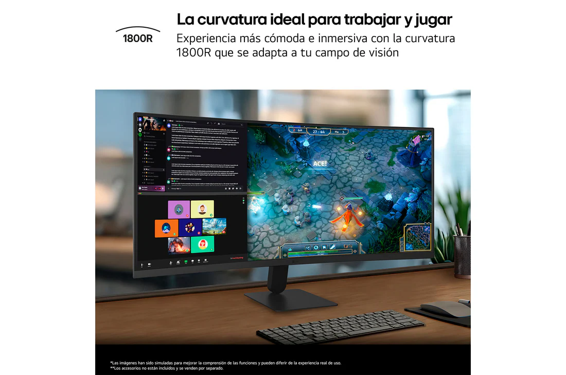 Detalle de LG UltraWide 34U601B-B.OUTLET: monitor curvo 34'' 21:9 con panel VA y resolución WQHD