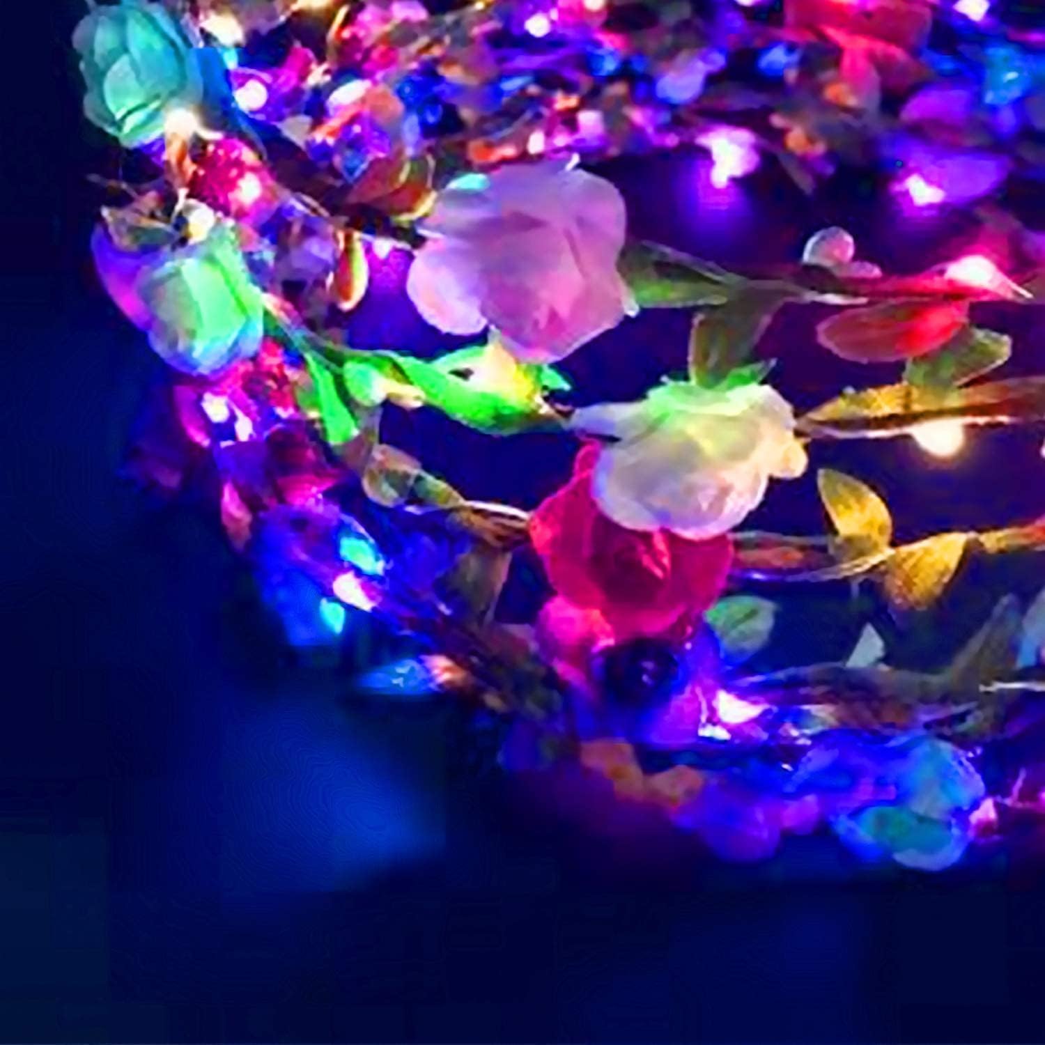 Detalle de PTHTECHUS FKH-12 LED-Blumenkranz Stirnband, 12er-Set 🎀