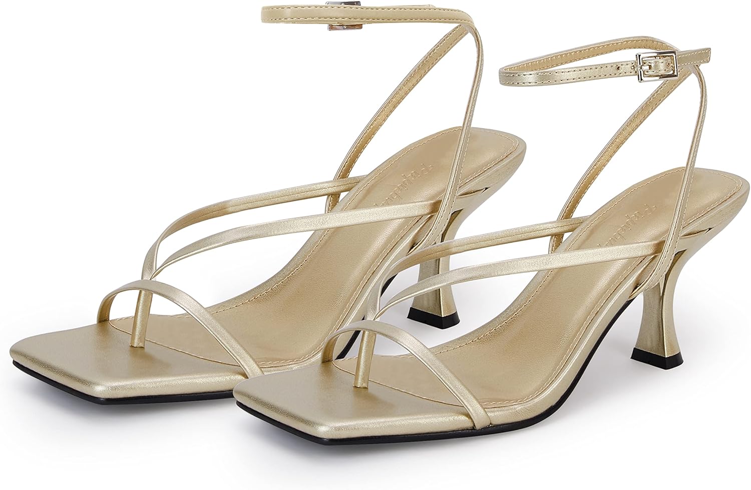 Thumbnail 4 de PiePieBuy Women's Lace Up Heeled Sandals: Square-Toe Kitten Heel Party Shoes